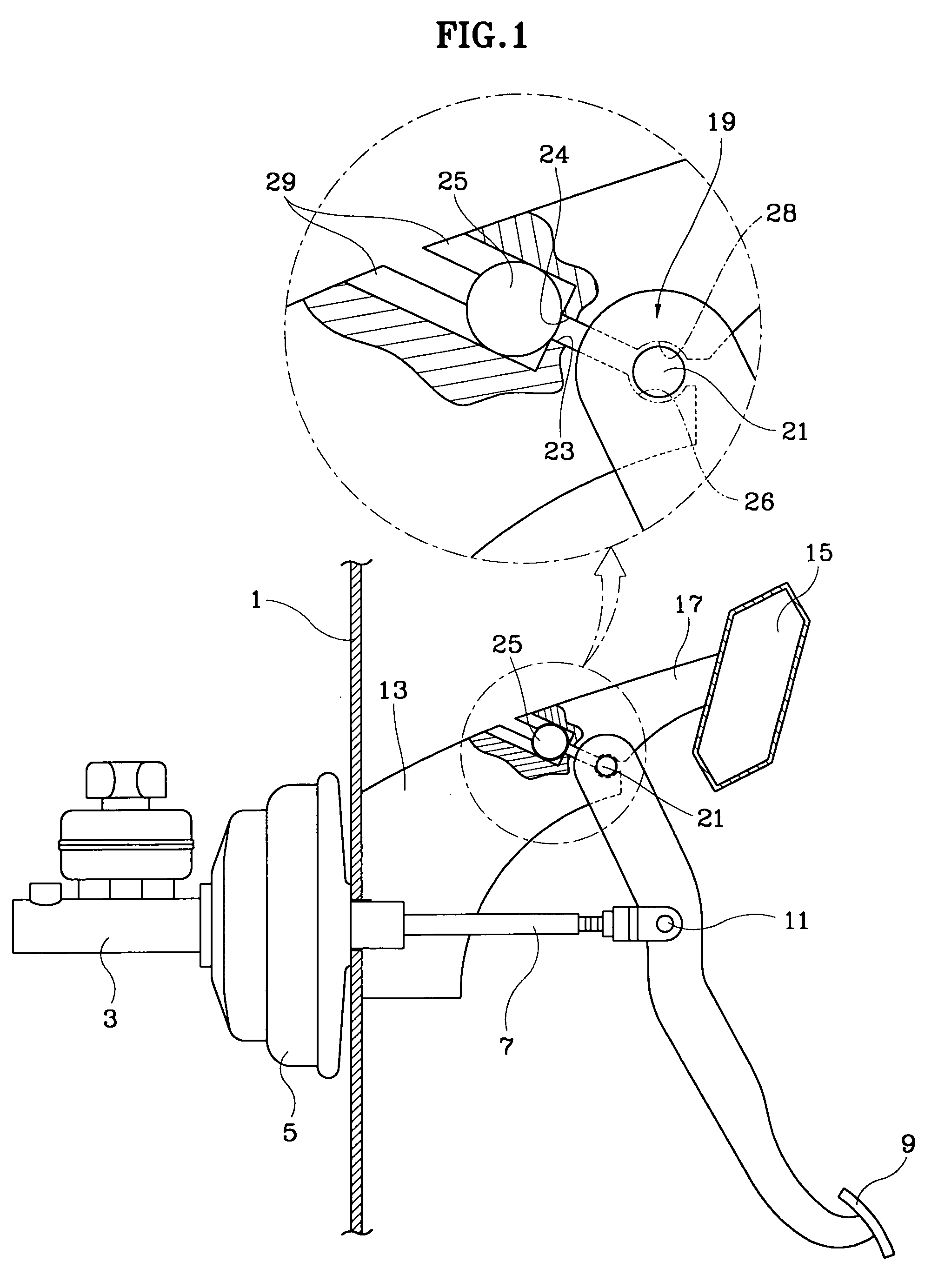 Brake pedal assembly for vehicle