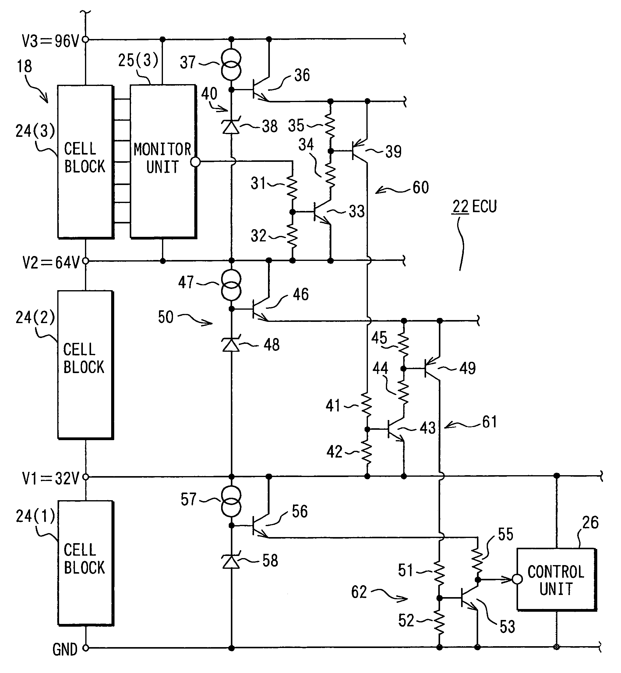 Circuit system for a battery electronic control unit