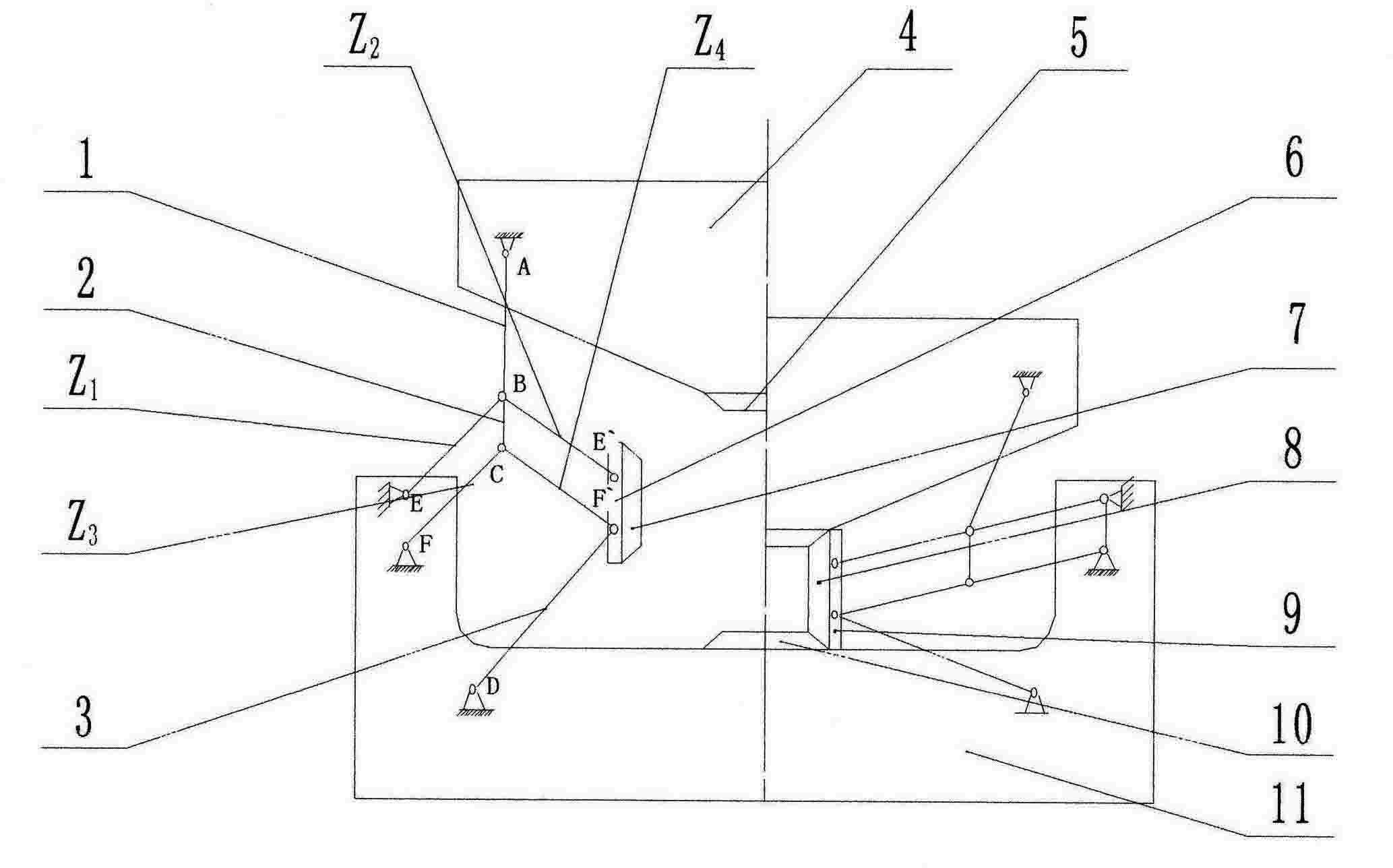 Double-toggle rod type four-hammer forging device