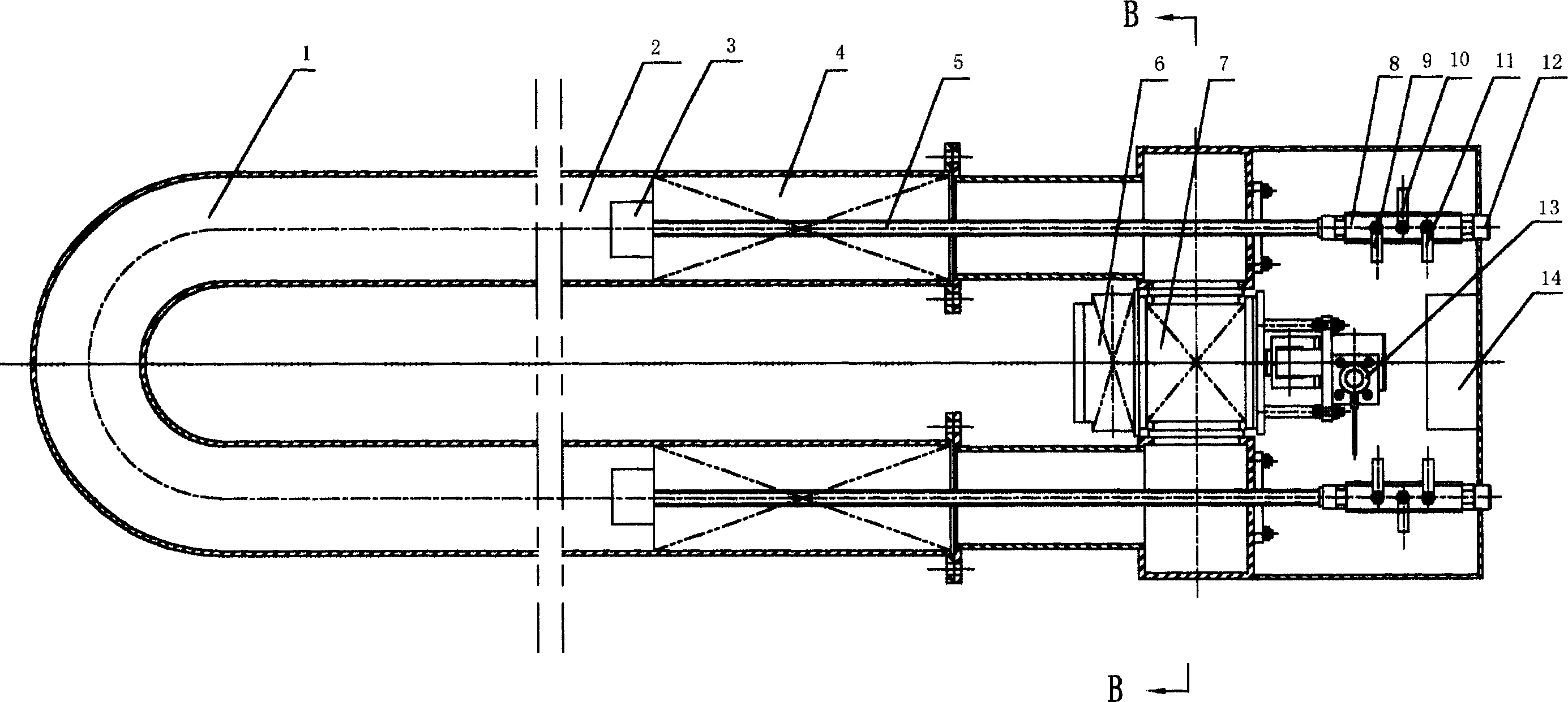 Heat storage type gas radiation pipe burning machine