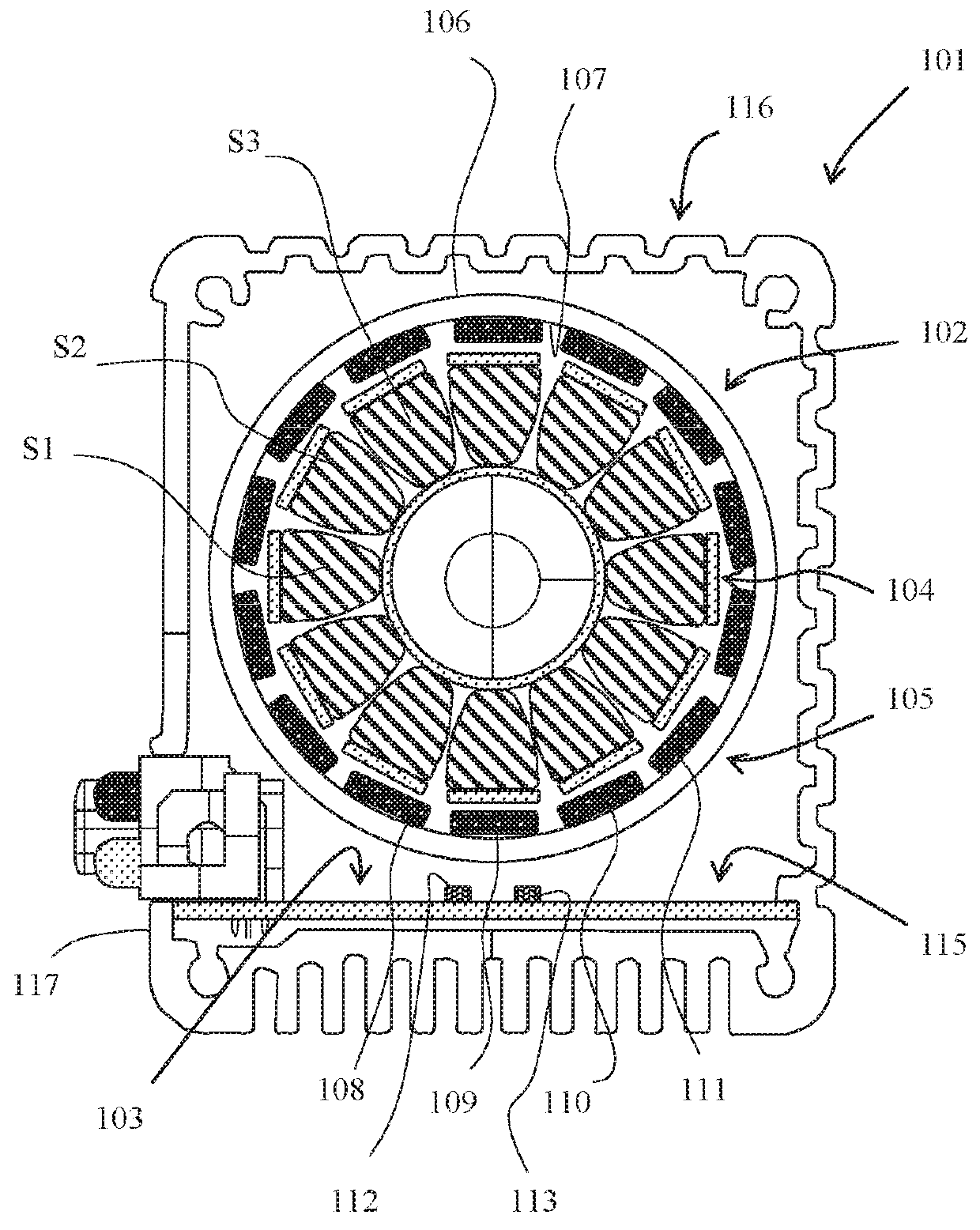 Brushless DC motor with control electronics motor assembly