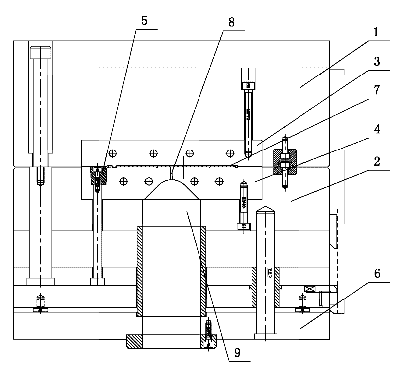 Mold structure with glue-feeding rear mold