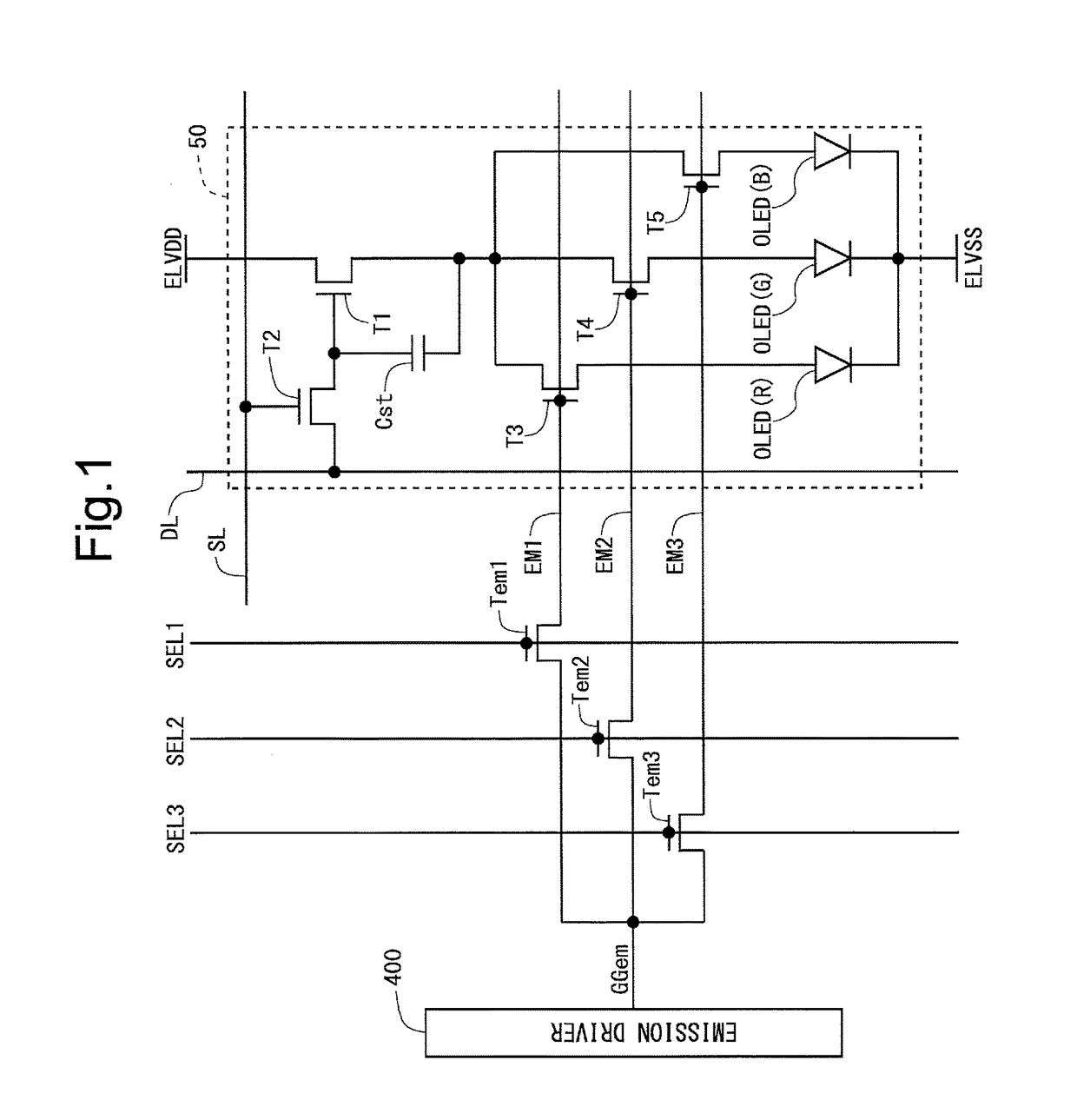 Display device and method for driving same with light-emission enable signal switching unit