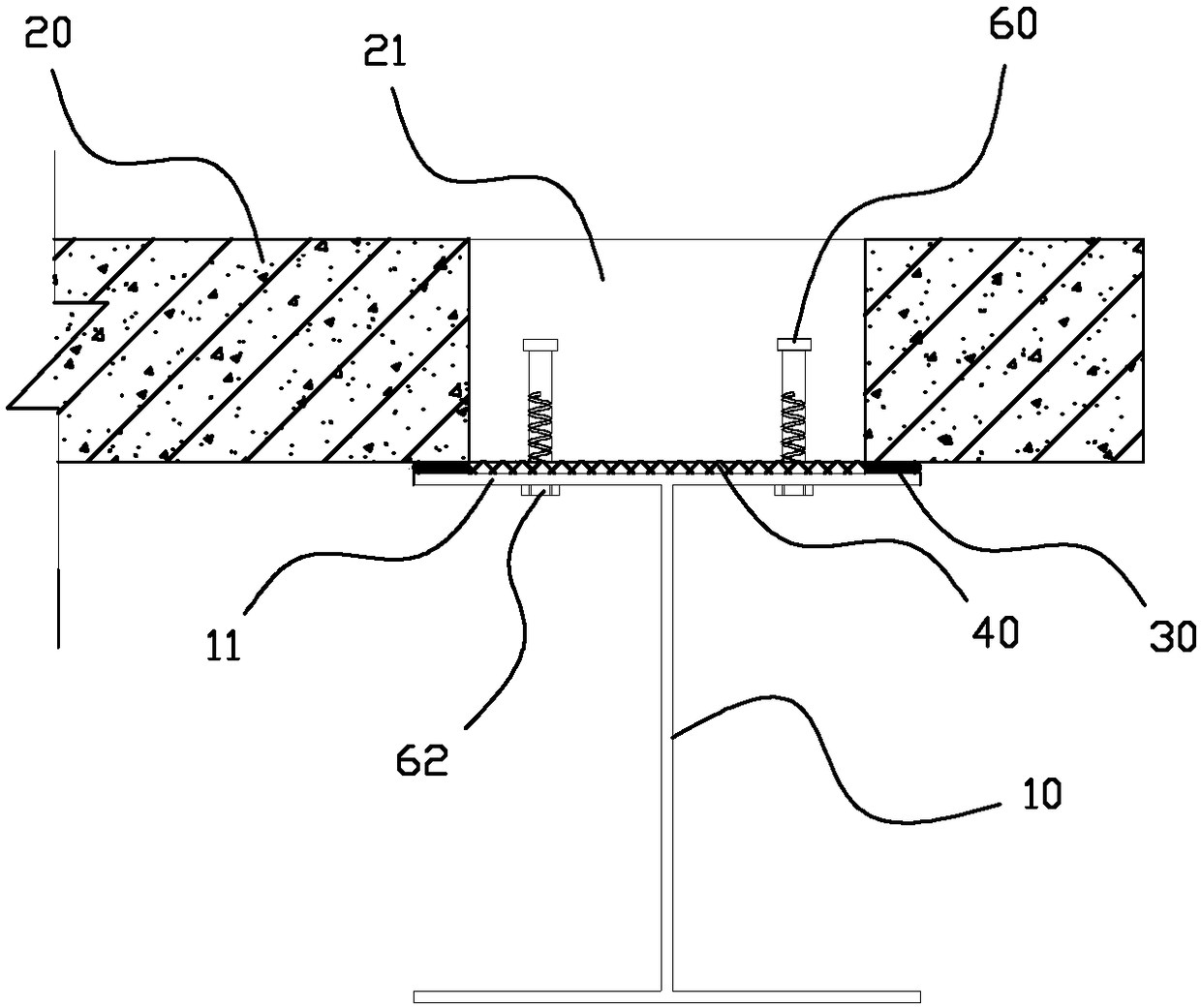 Steel-concrete composite beam structure with composite bonding anchorage shear-resistant joint and production method