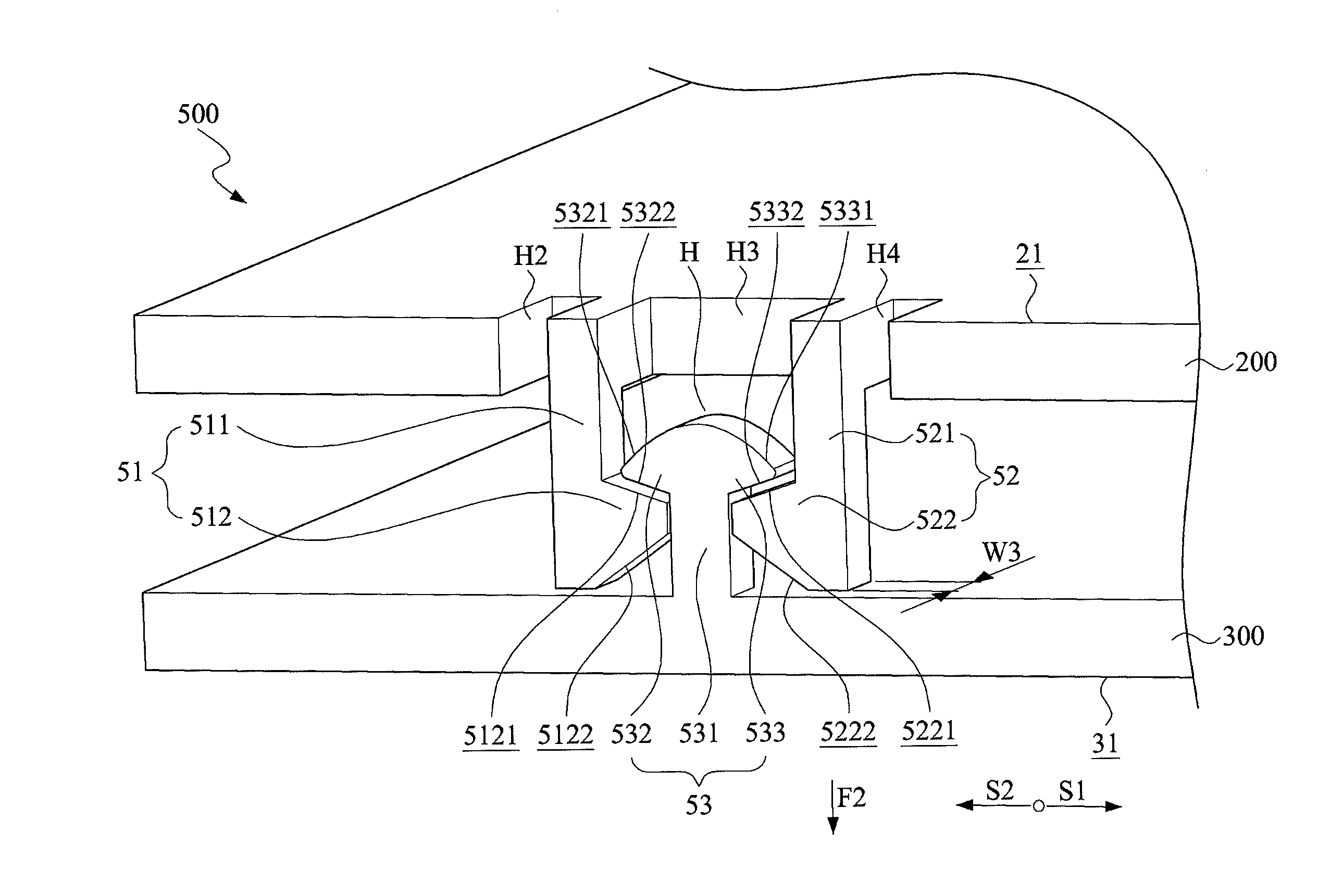 Coupling structure for a shell