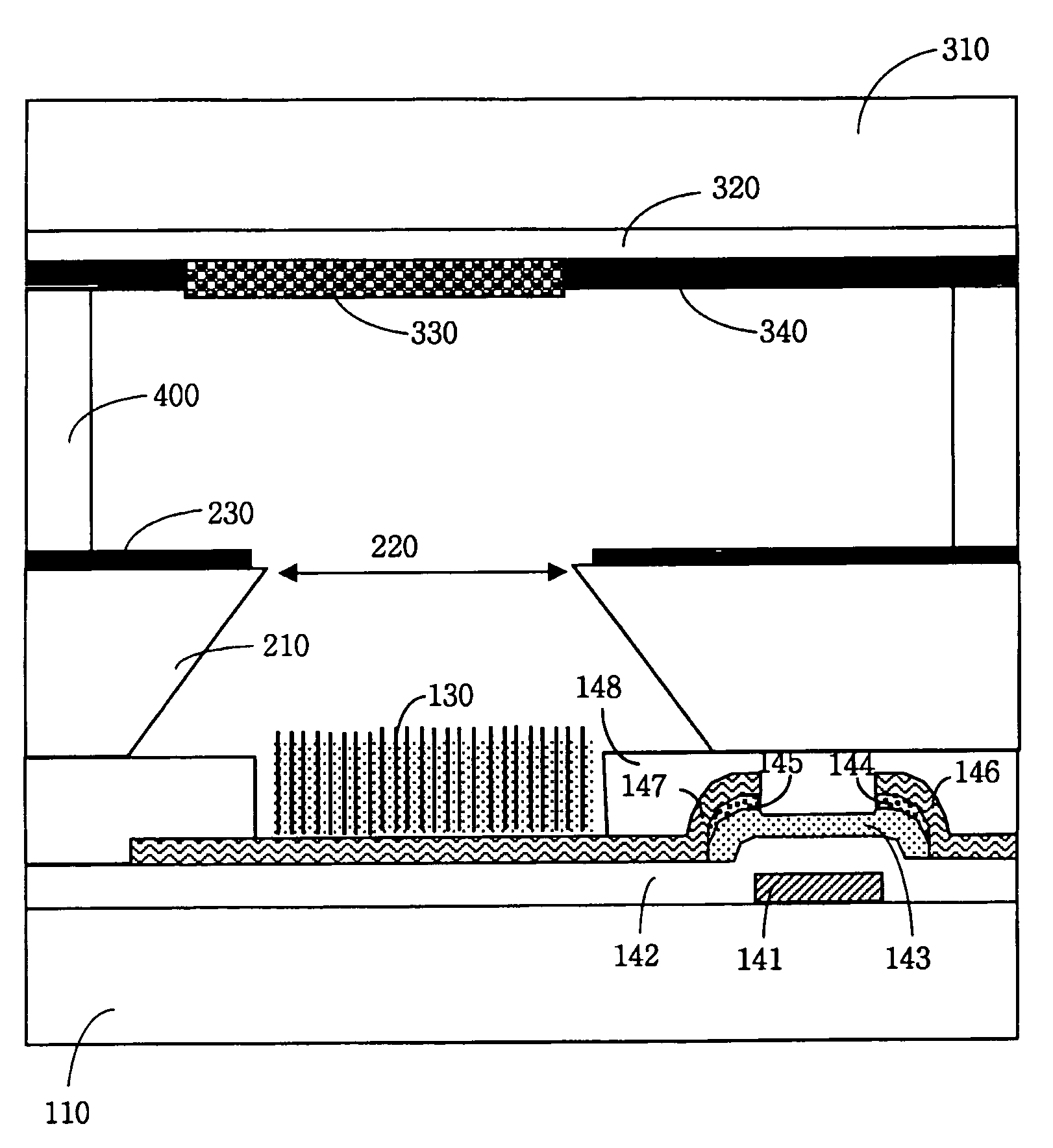 Field emission display in which a field emission device is applied to a flat display