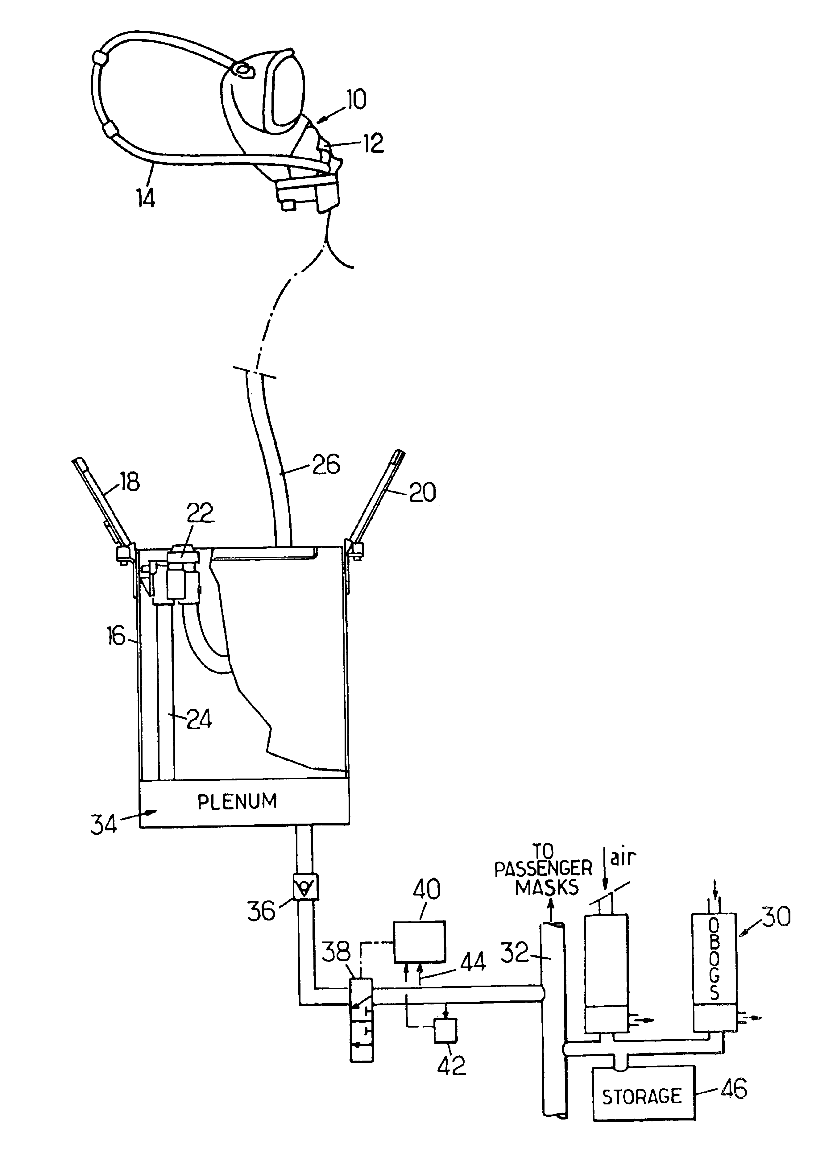 Breathing apparatus and installation providing protection against hypoxia