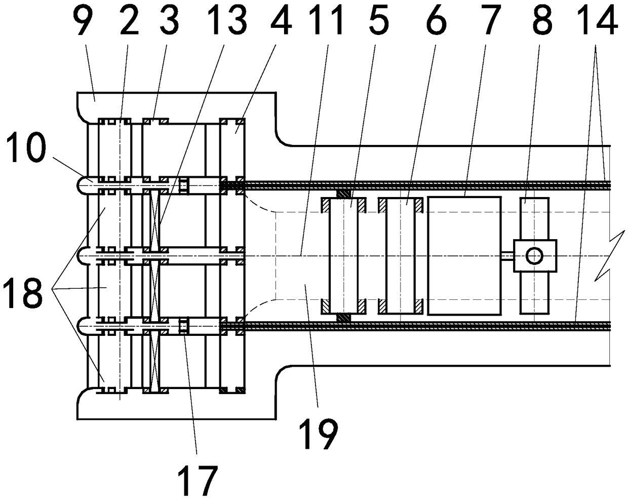 Single-diversion-tunnel water-power engineering hoist arrangement structure