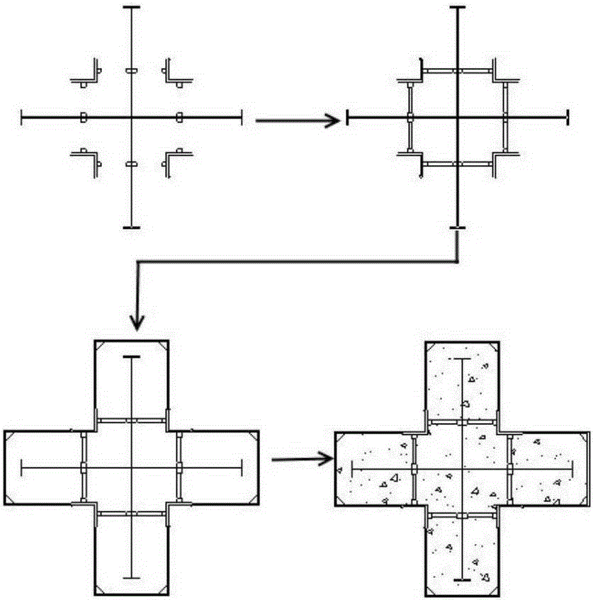 Inner truss system, shape steel-steel pipe concrete cross column and method for constructing same