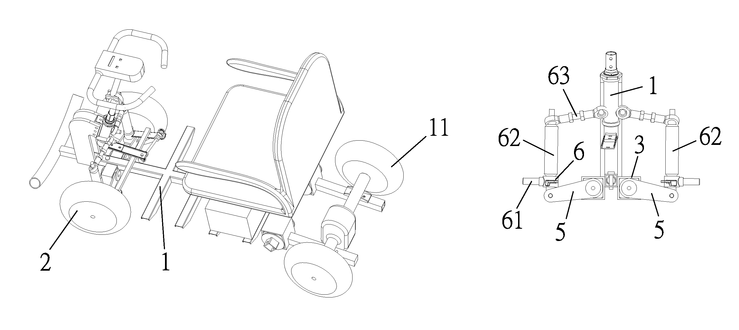 Damping assembly for a front-wheel independent suspension of a four-wheel mobility scooter