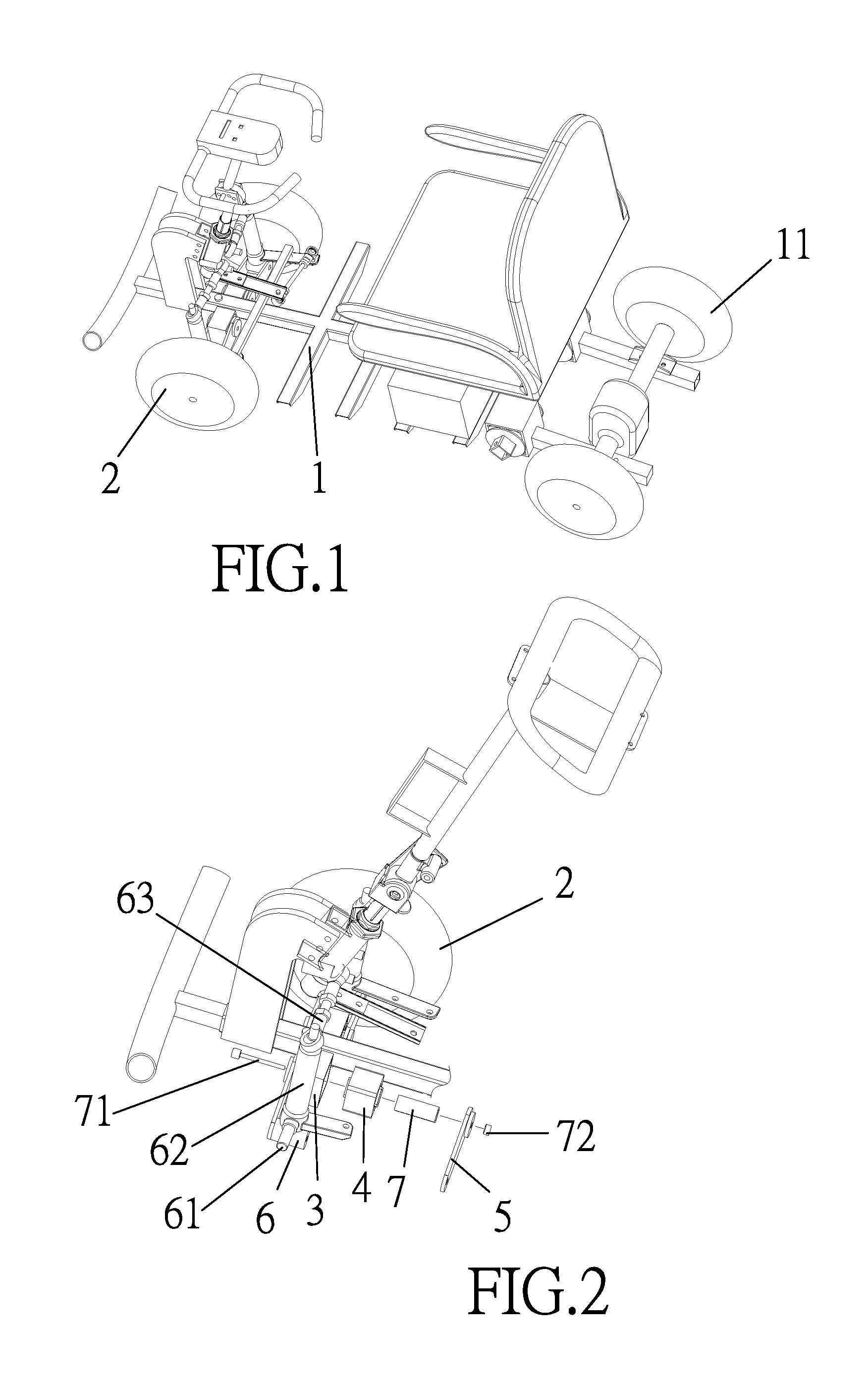 Damping assembly for a front-wheel independent suspension of a four-wheel mobility scooter