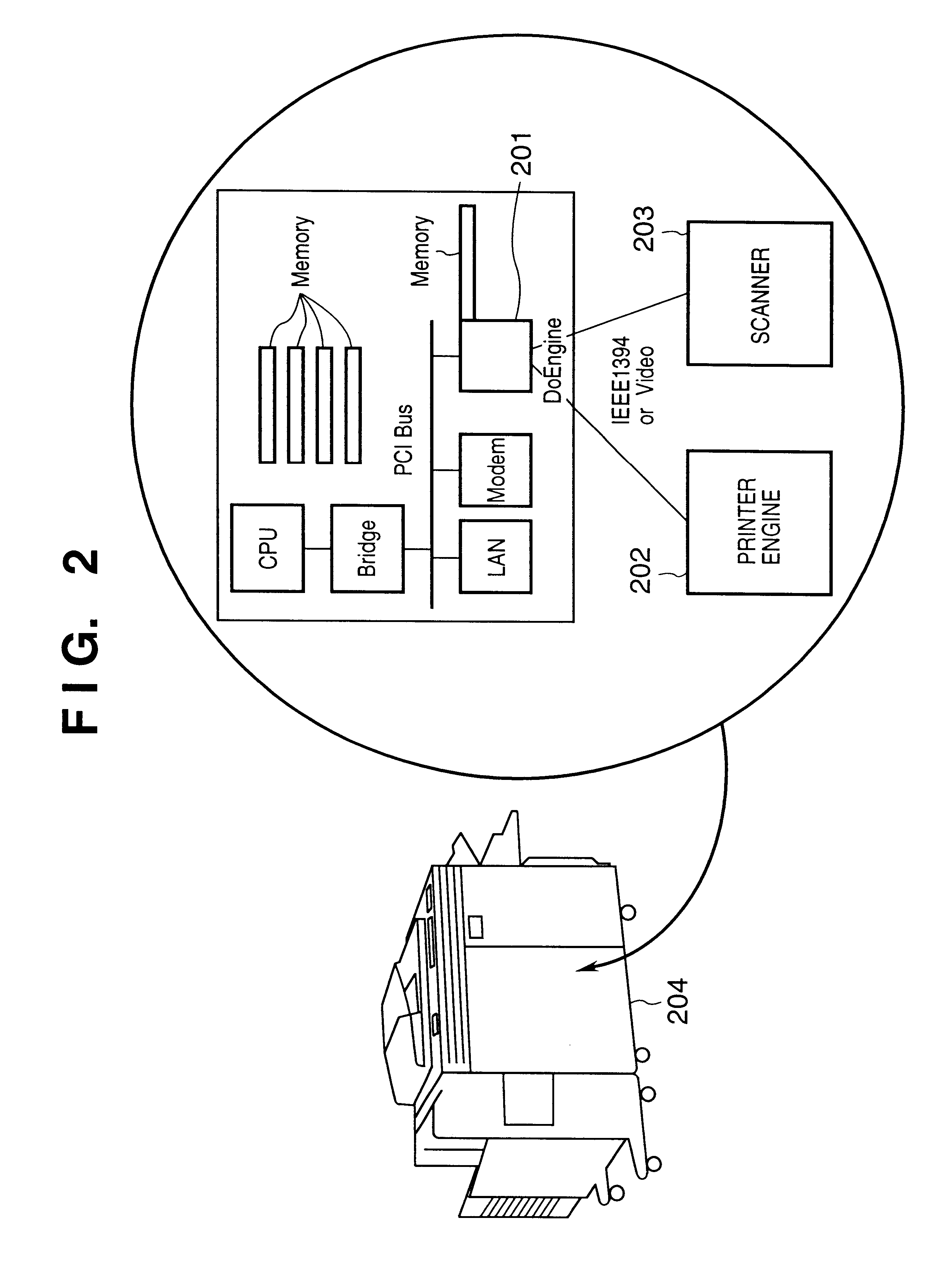 Control unit selectively connected with a first bus and a second bus for controlling a displaying process in parallel with a scanning process