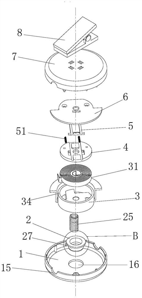 An earphone wire take-up device and an earphone using the wire take-up device