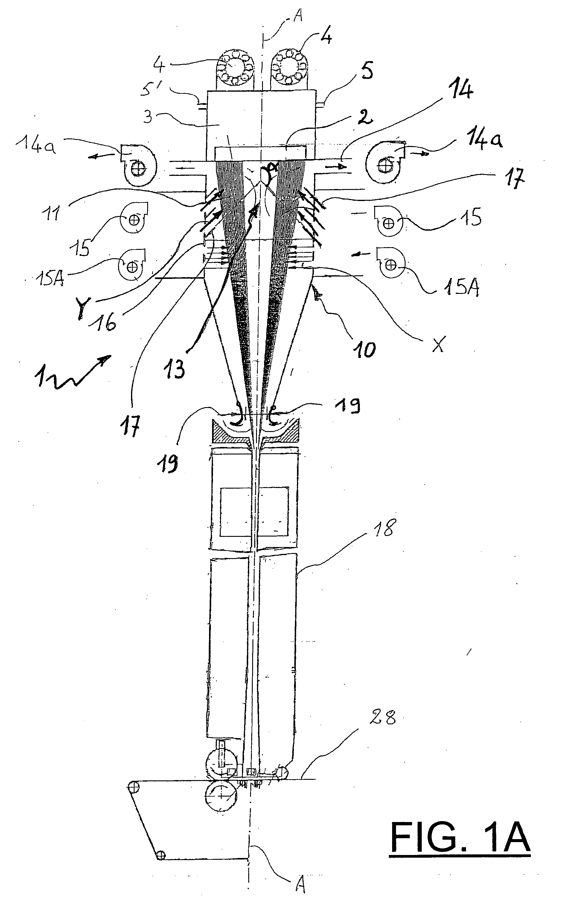 Process and apparatus for the production of nonwoven fabrics from extruded filaments