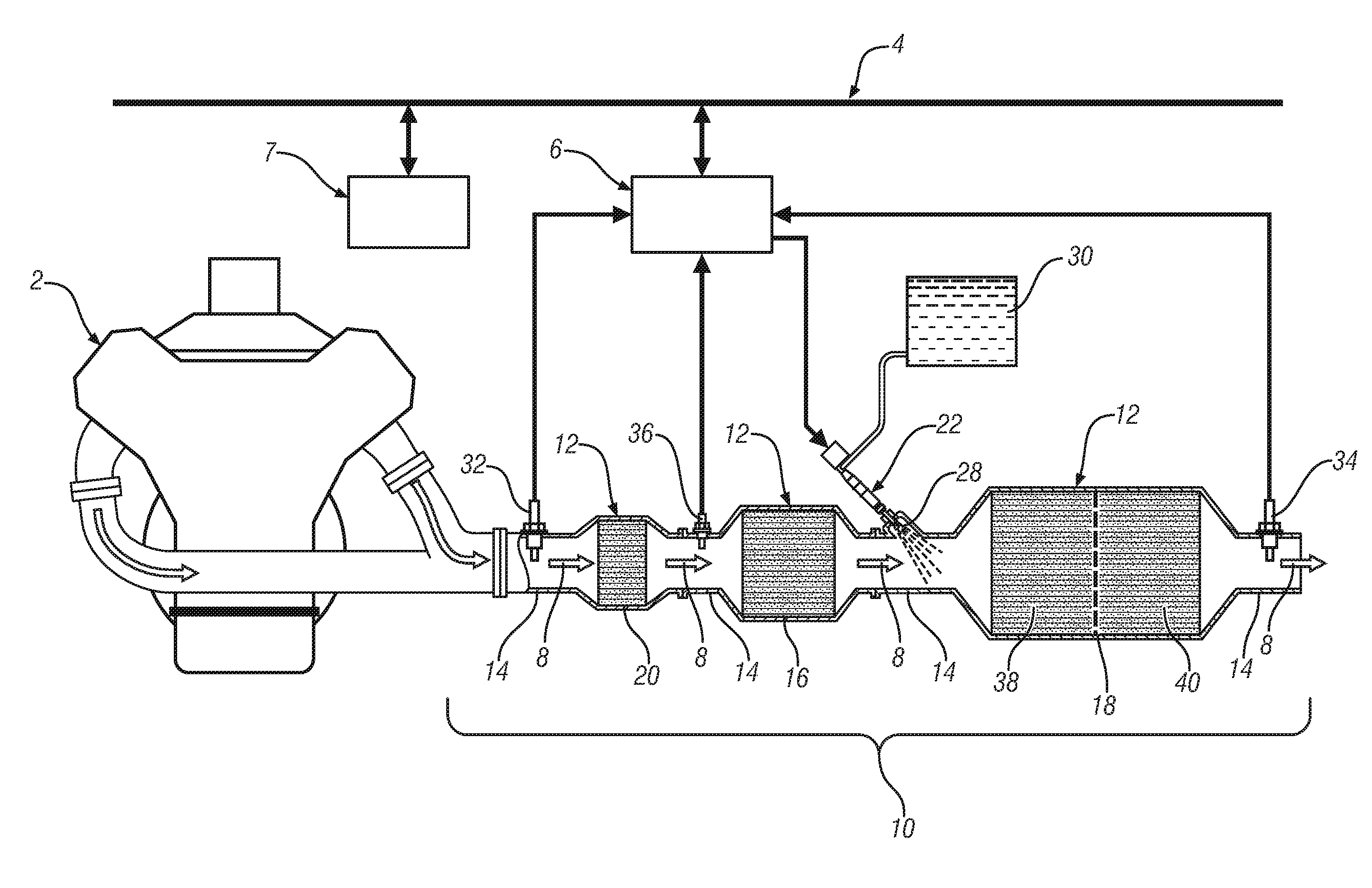 Exhaust gas treatment system including a lean NOX trap and two-way catalyst and method of using the same