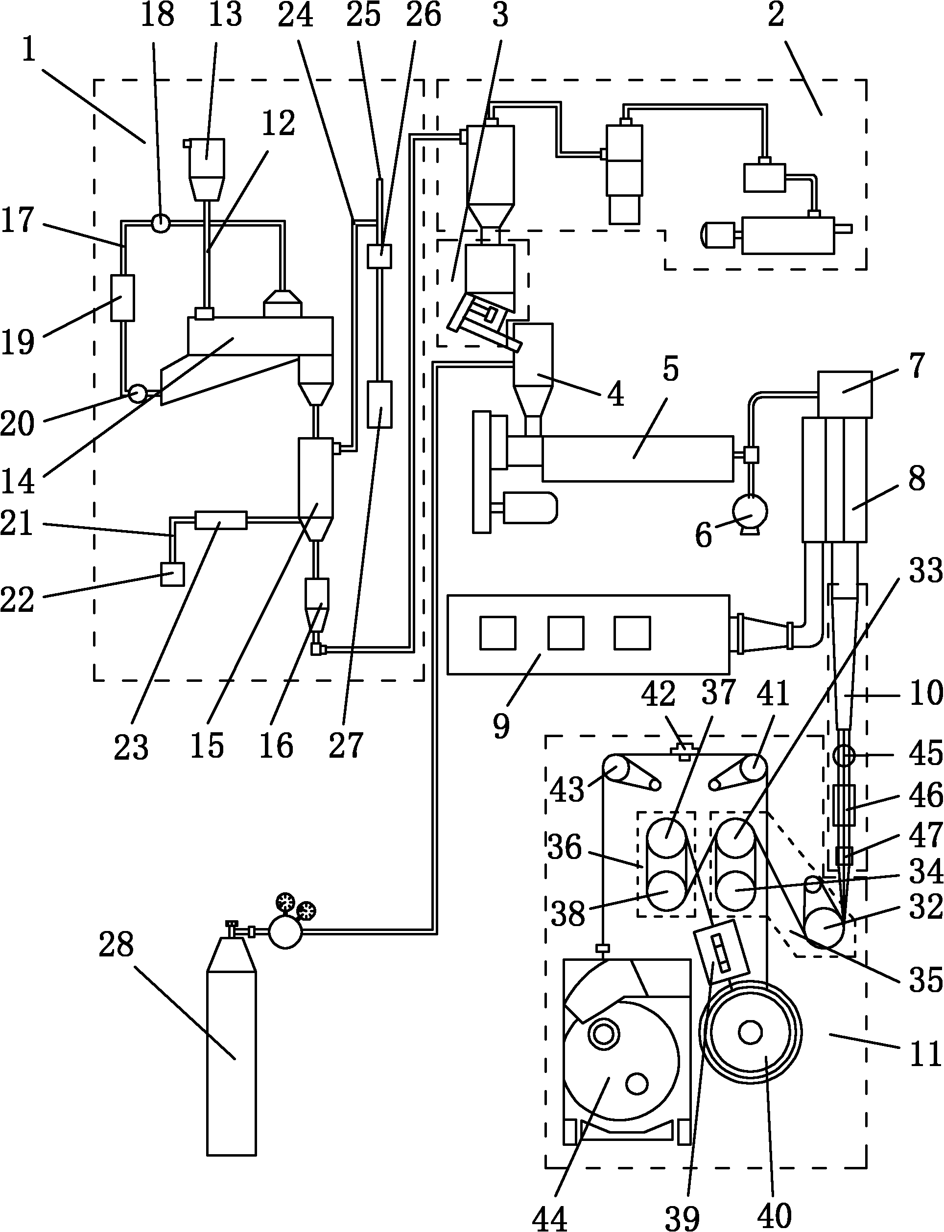 Continuous terylene BCF (Bulk Continuous Filament) spinning machine