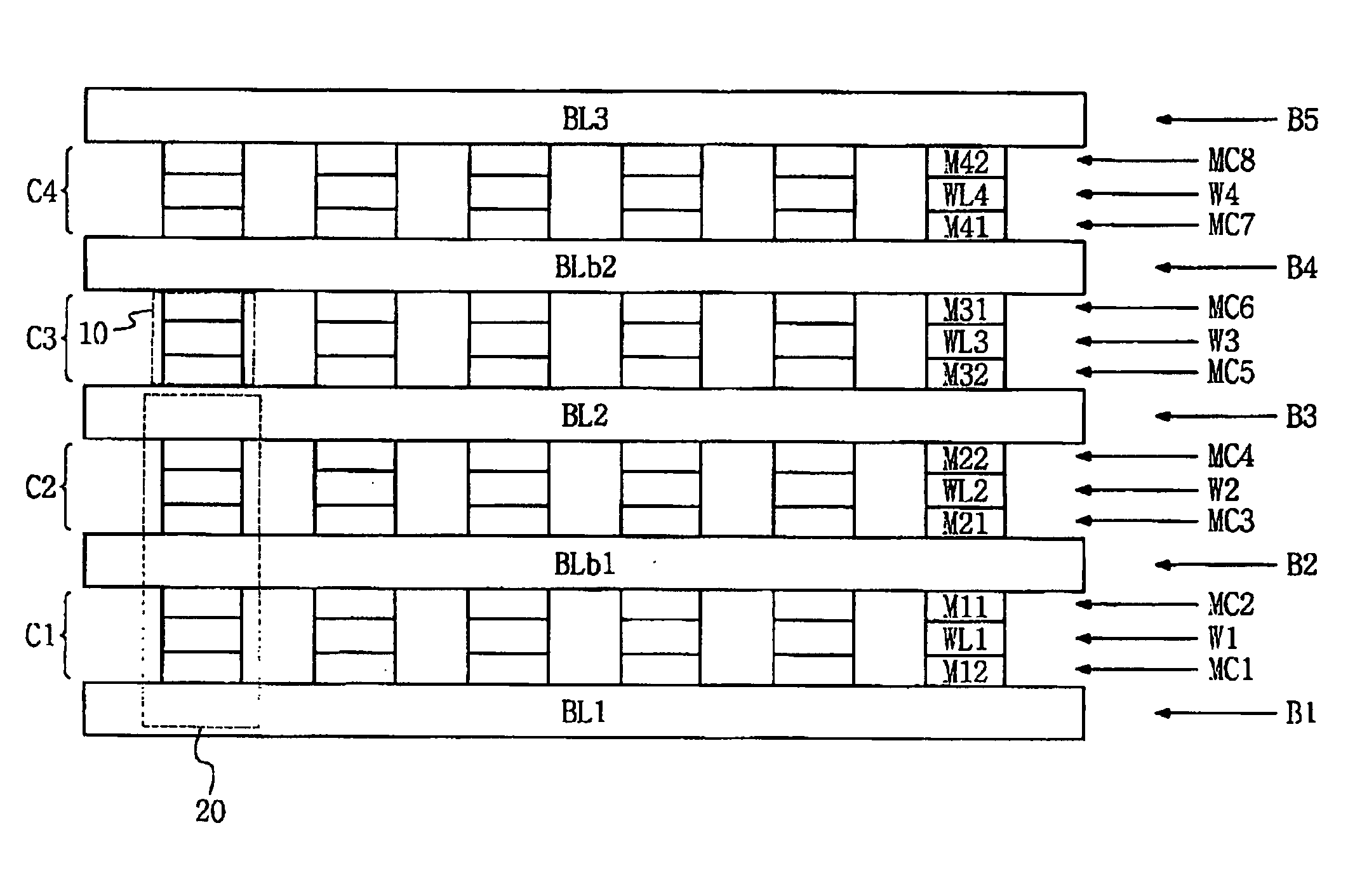 Memory cell of a resistive semiconductor memory device, a resistive semiconductor memory device having a three-dimensional stack structure, and related methods