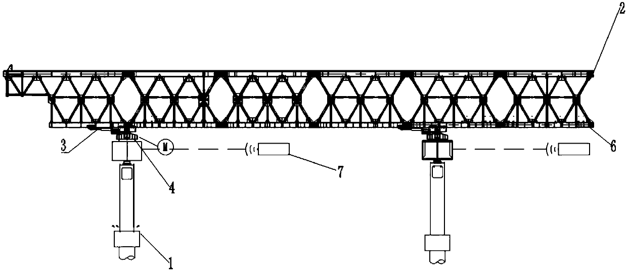 Independent non-rigid pier-based multipoint synchronous jacking device of multi-union multi-span steel beam, and construction method