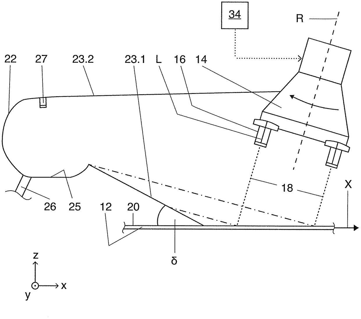 Device and method for descaling a workpiece in motion