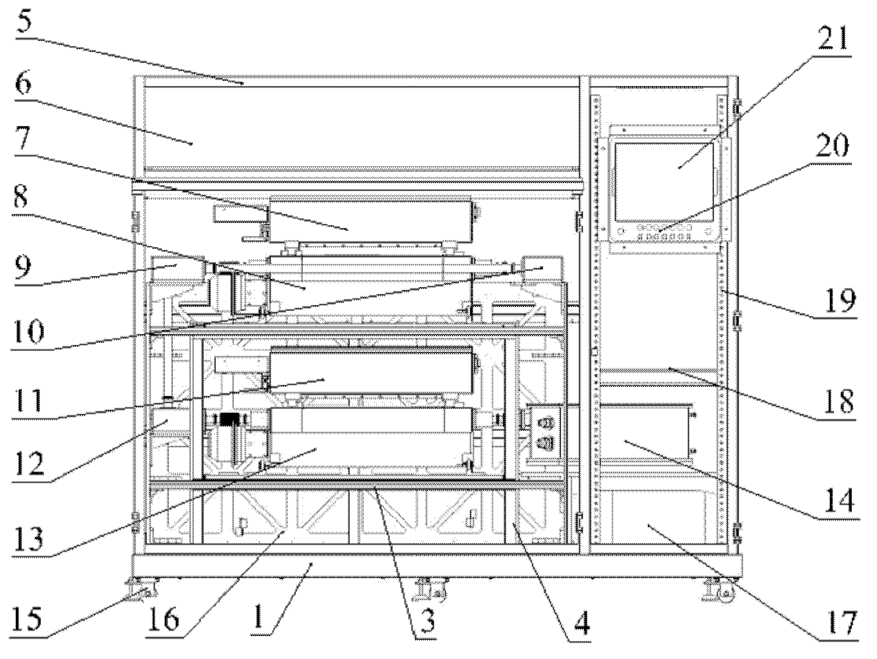 Laser-device separated type double-cavity excimer laser device complete-device frame system