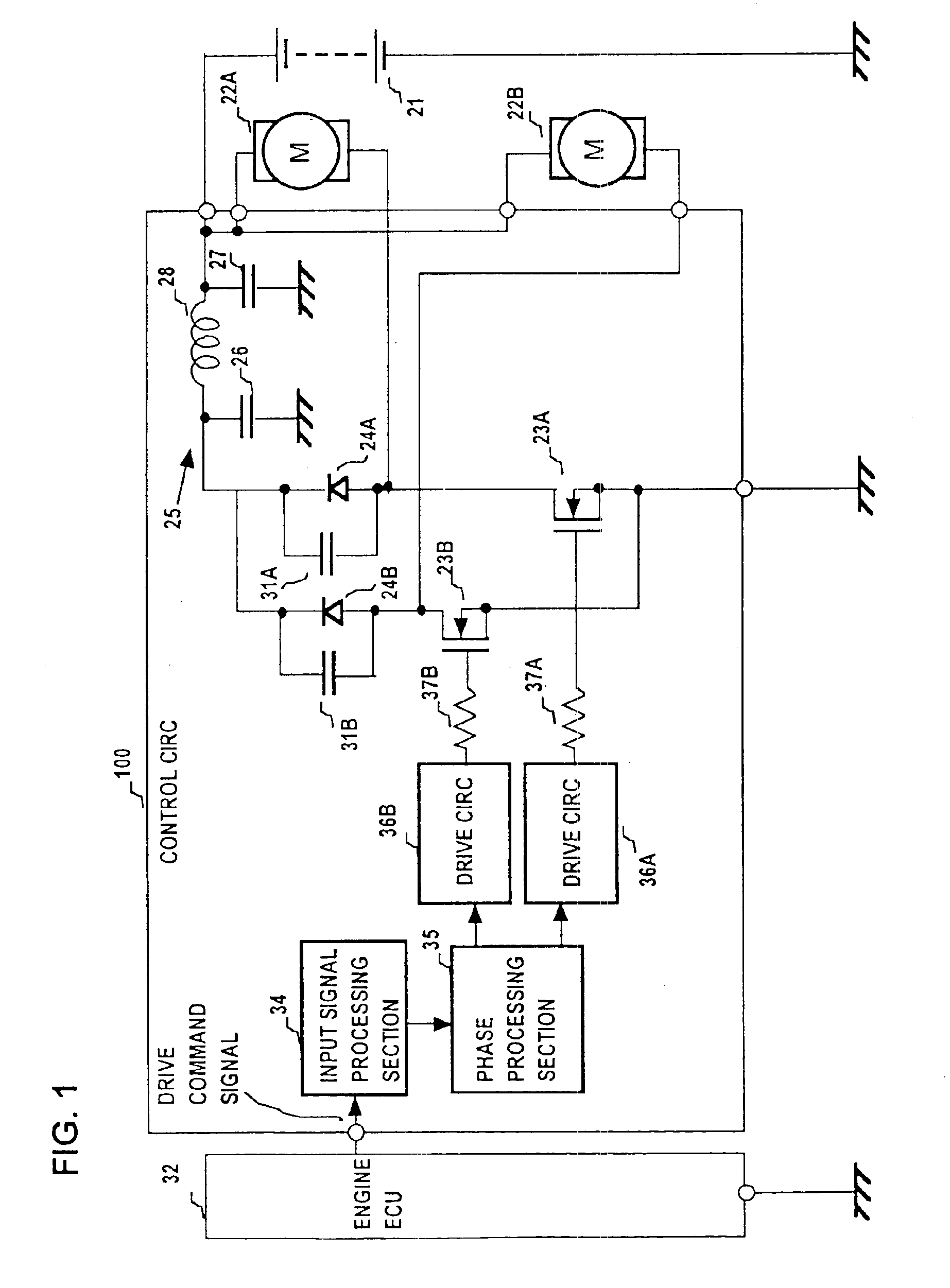 Drive apparatus for PWM control of two inductive loads with reduced generation of electrical noise