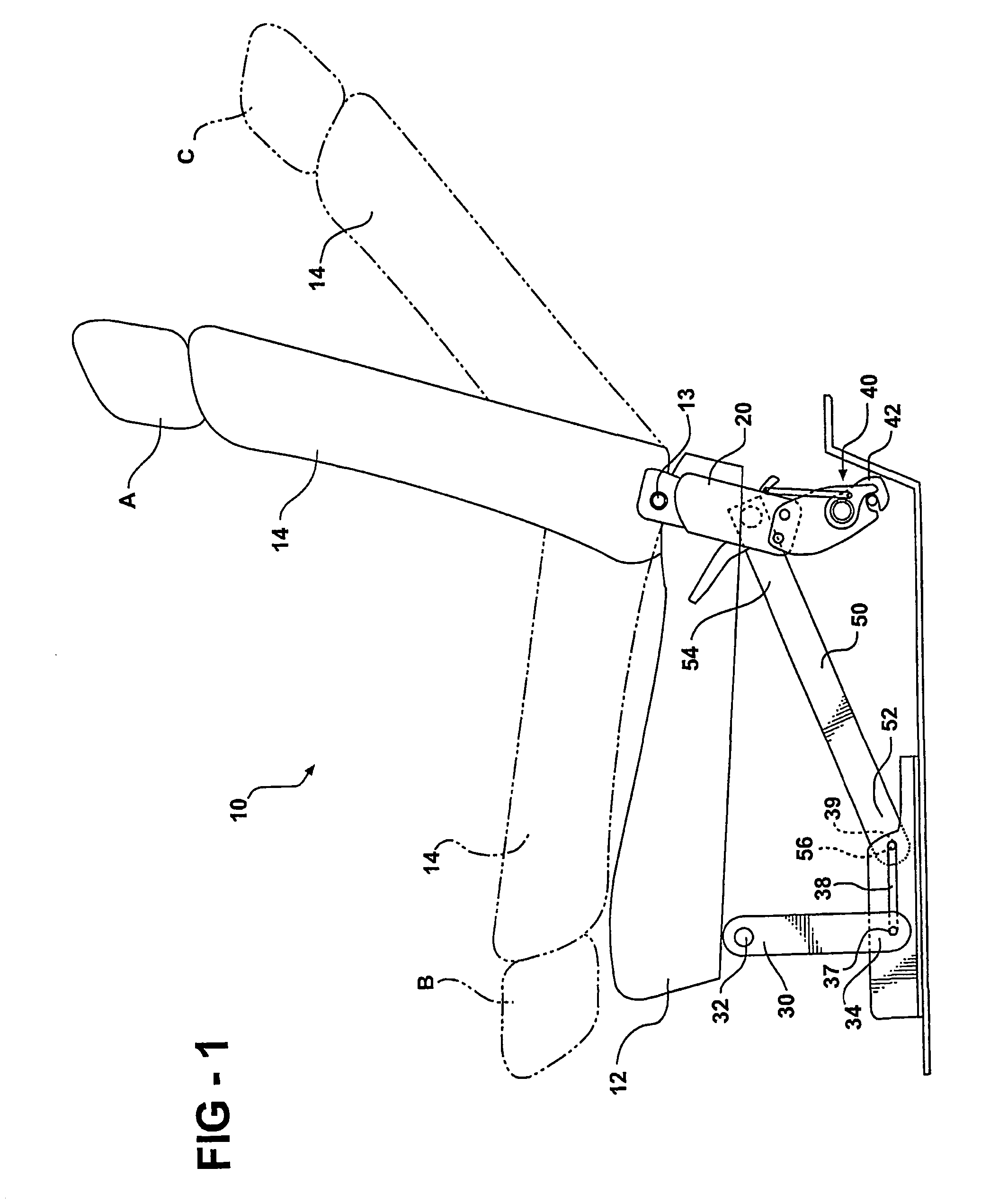 Easy entry seat with seat back mounted floor latch