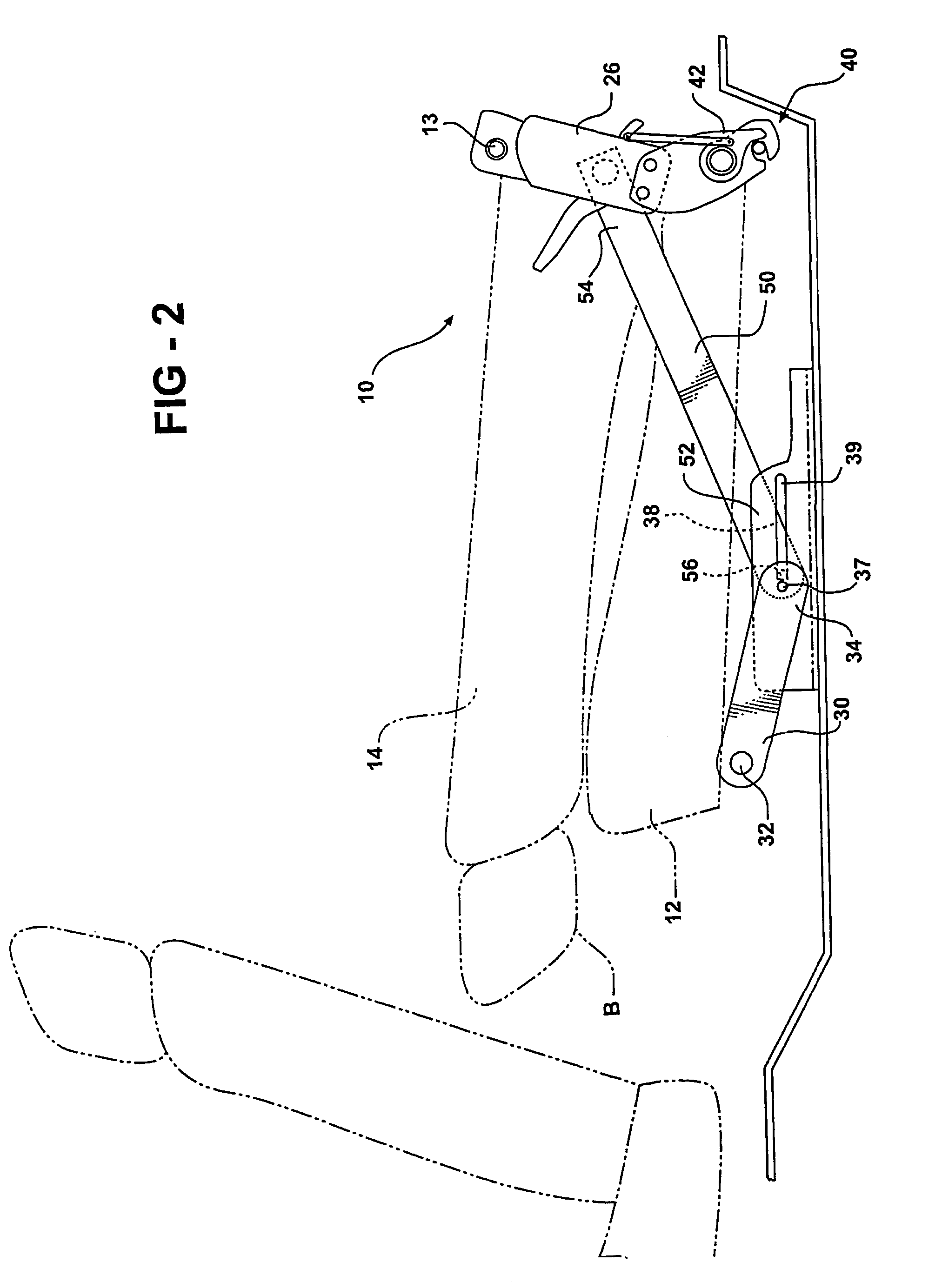 Easy entry seat with seat back mounted floor latch