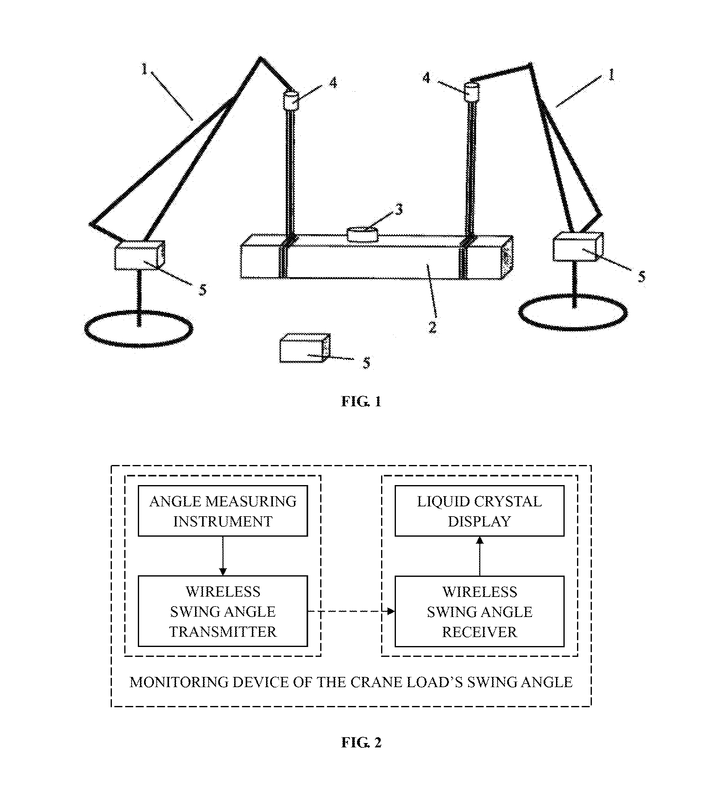 Crane, method and apparatus for monitoring the swing angle, weight or gesture of the crane load