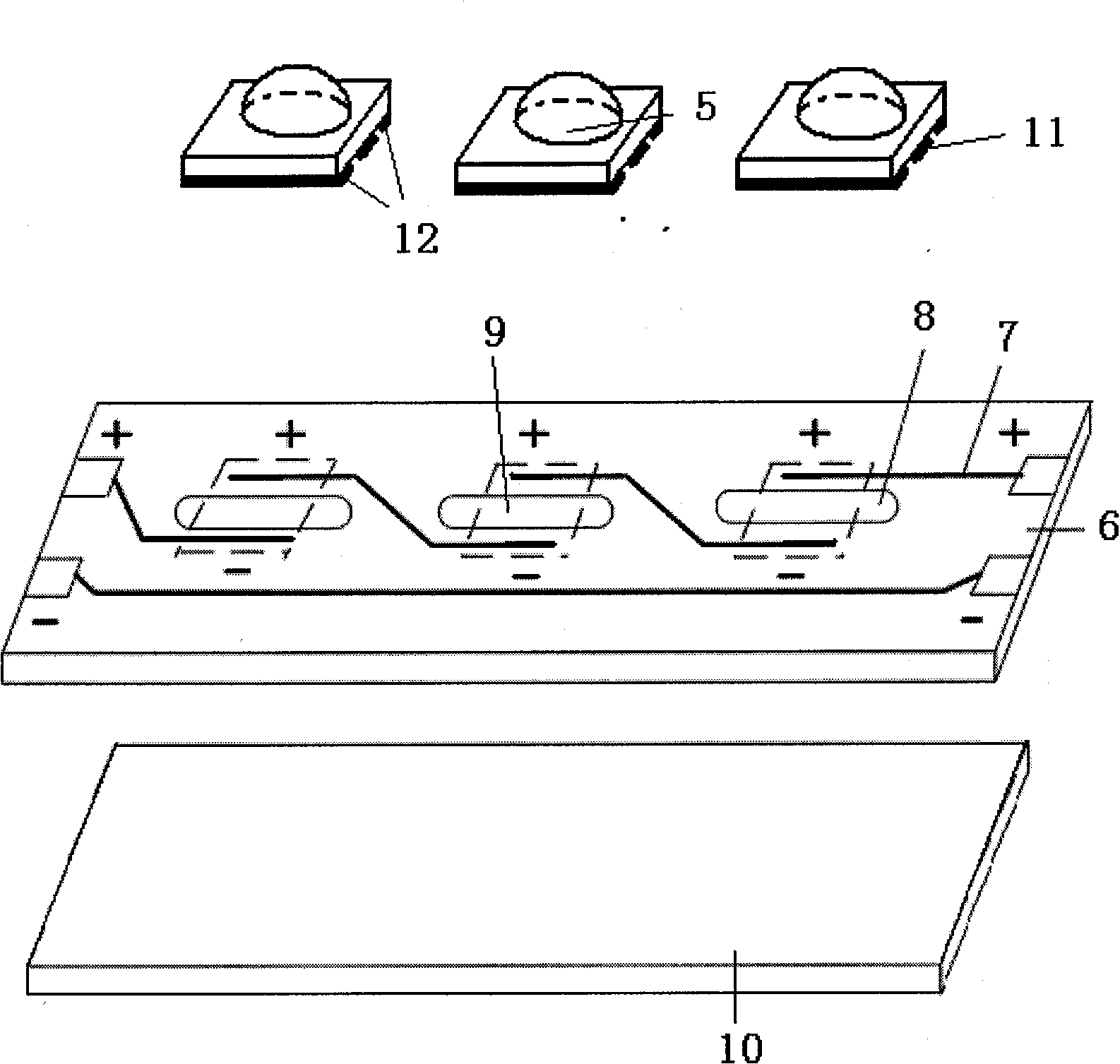 LED lamp module with functions of three-dimensional convection, metal conduction and pollution prevention