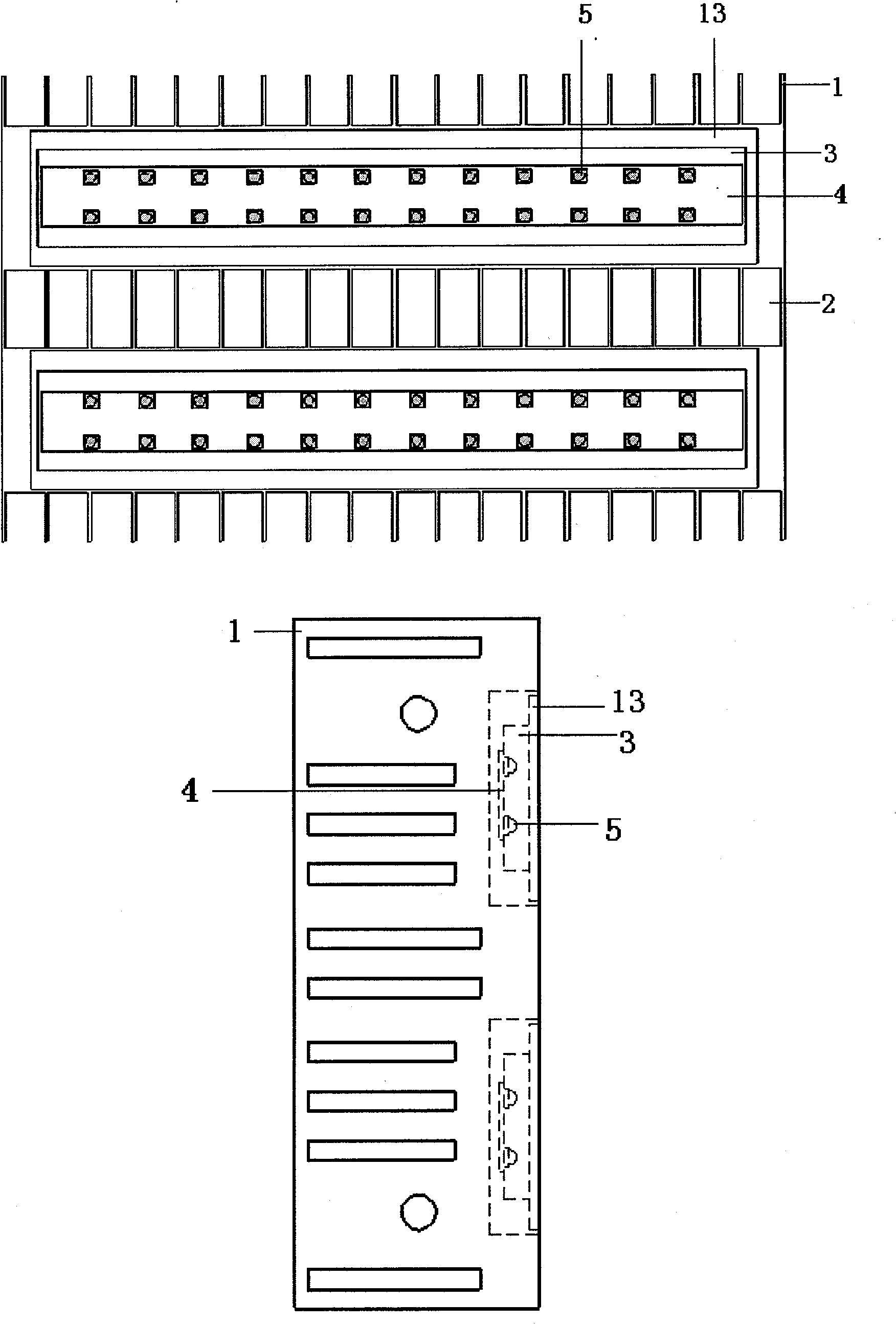 LED lamp module with functions of three-dimensional convection, metal conduction and pollution prevention