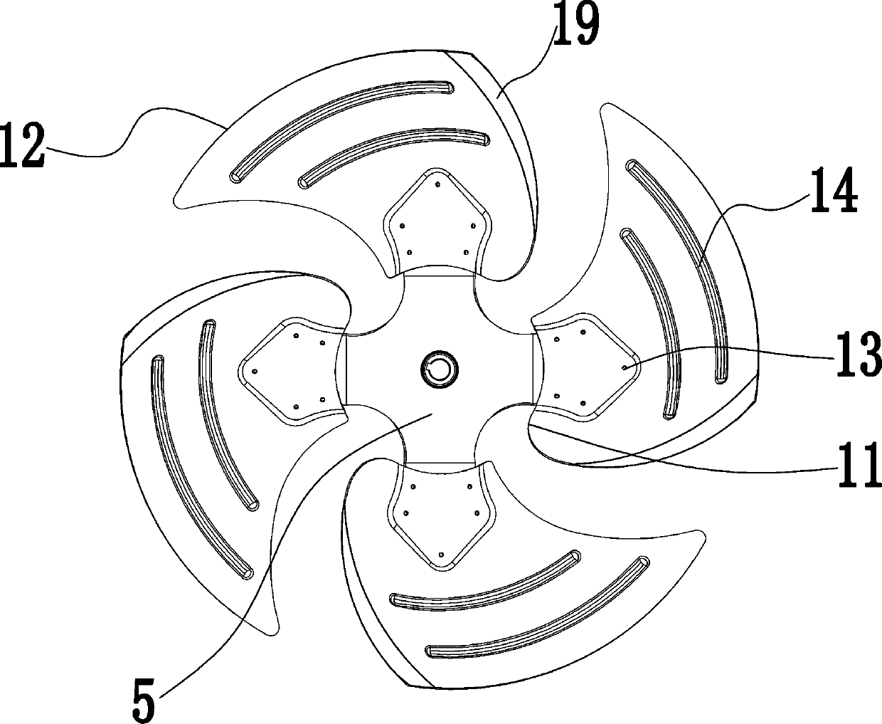 Low-noise and efficient cooling axial flow fan of central air conditioner outdoor unit