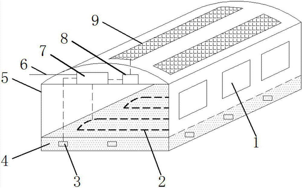 Solar energy geothermal heating system for agricultural greenhouse planting