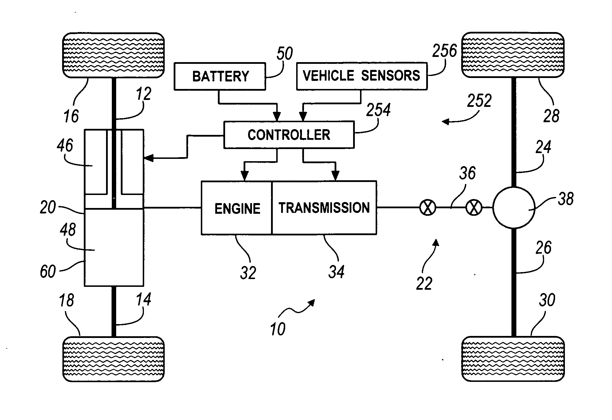 Speed reduction gear train with planetary differential for electric motor axle drive