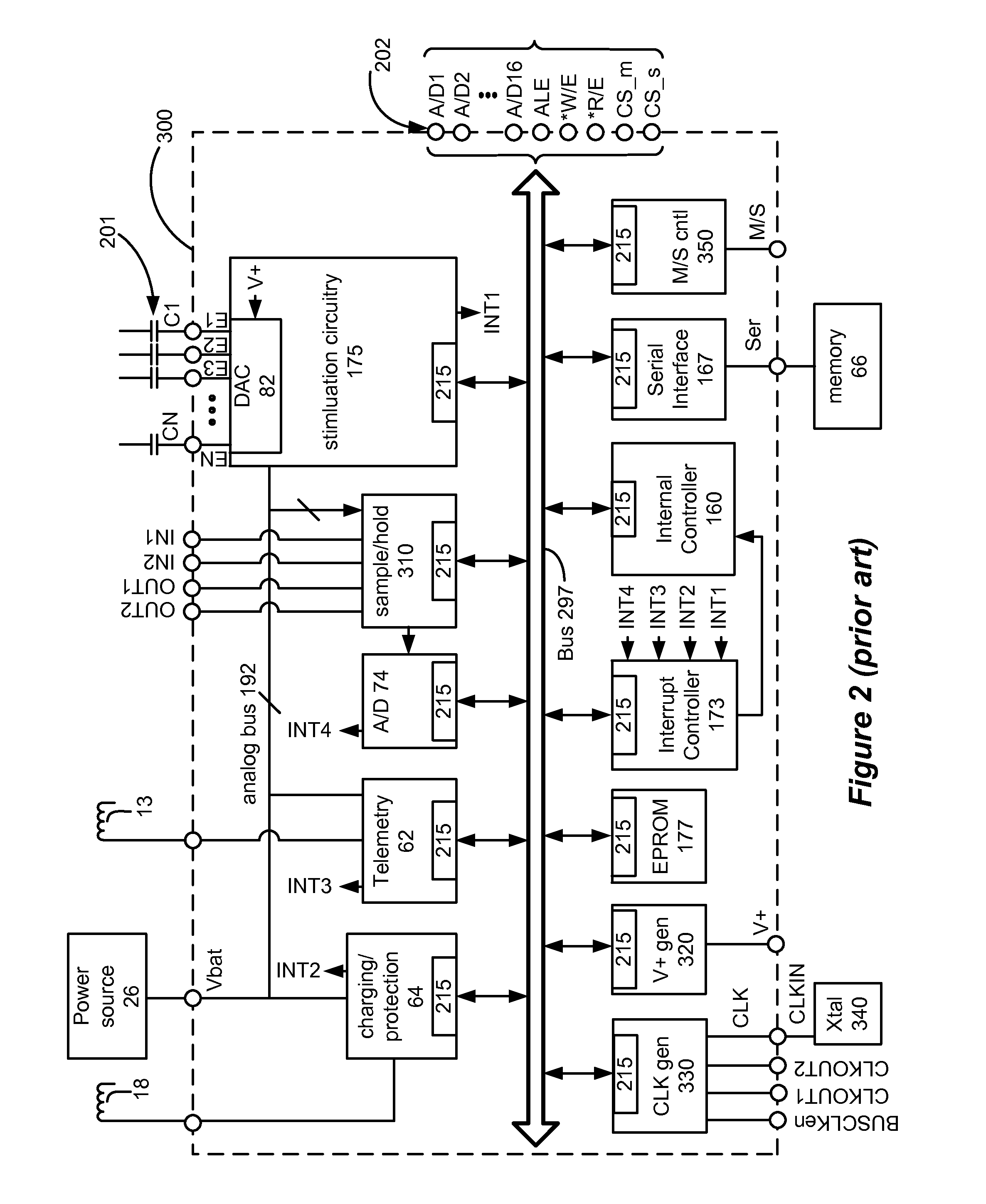 Integrated circuitry for generating a clock signal in an implantable medical device