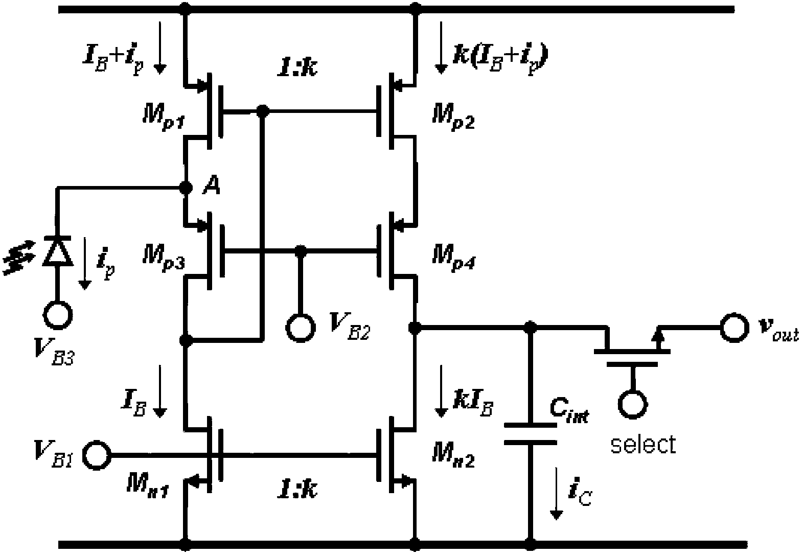 Photovoltaic detector read-out unit circuit applying inverted voltage follower