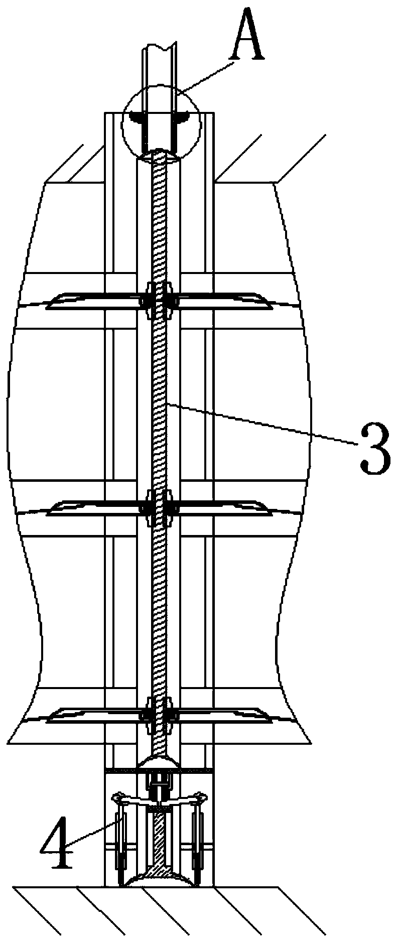 Device for utilizing dead load of concrete to eliminate gap of continuous wall