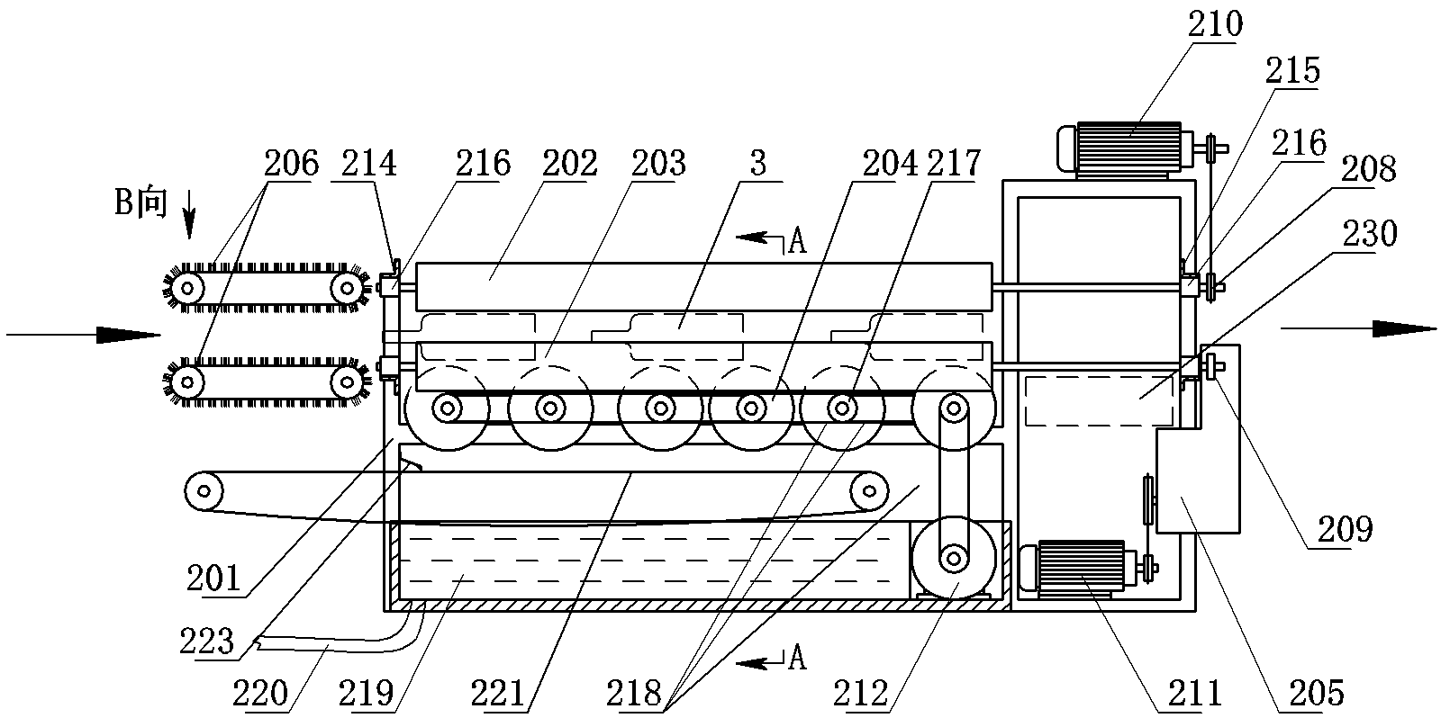 Bottle washing device for bottle washing machine