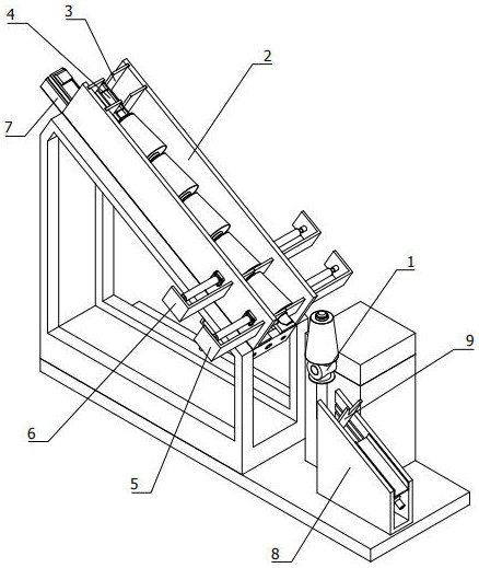 Automatic yarn bobbin feeding and discharging device with stable structure