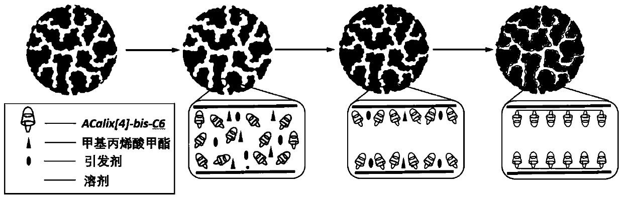 Millimeter-scale macroporous-mesoporous carbon sphere/cup [4]-double crown-6 interpenetrating composite material and preparation method and application thereof