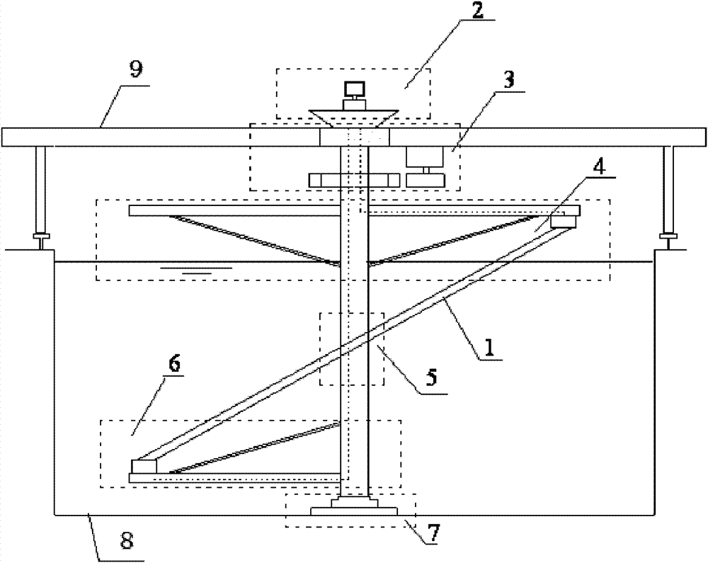 Vortex induced vibration rotation testing device for bidirectional shear flow lower inclined vertical pipe