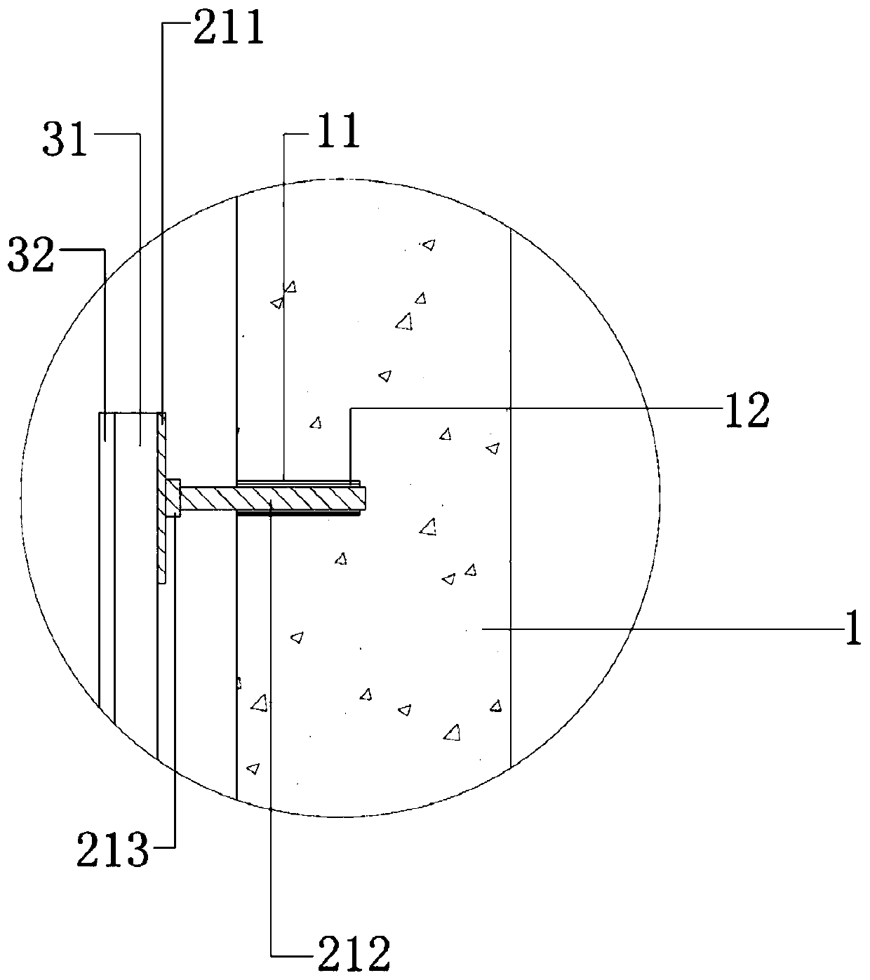 Ceramic tile concrete composite board wall surface leveling and supporting device