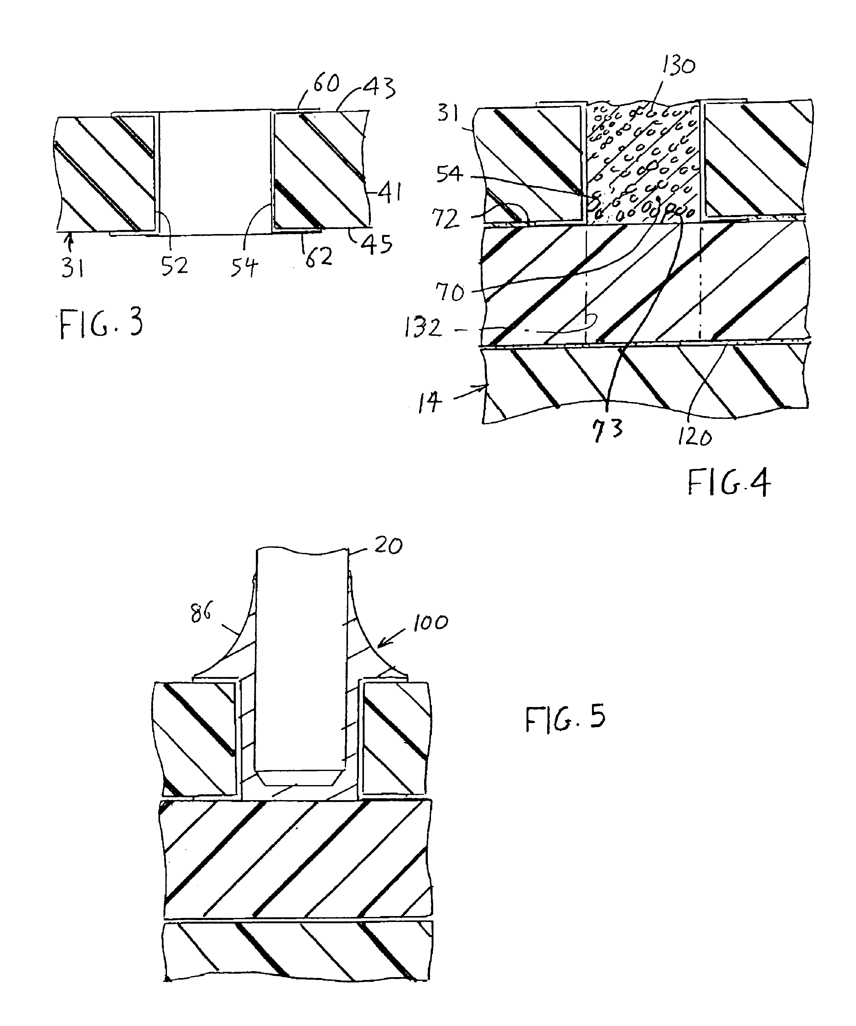 Blind hole termination of pin to pcb