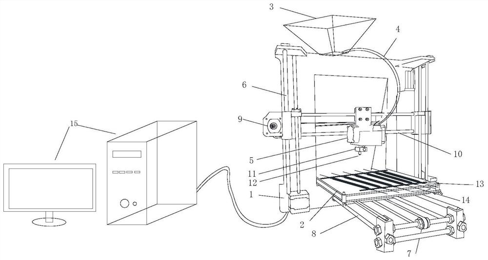 Device and method for producing fiber grating model geogrids based on 3D printing