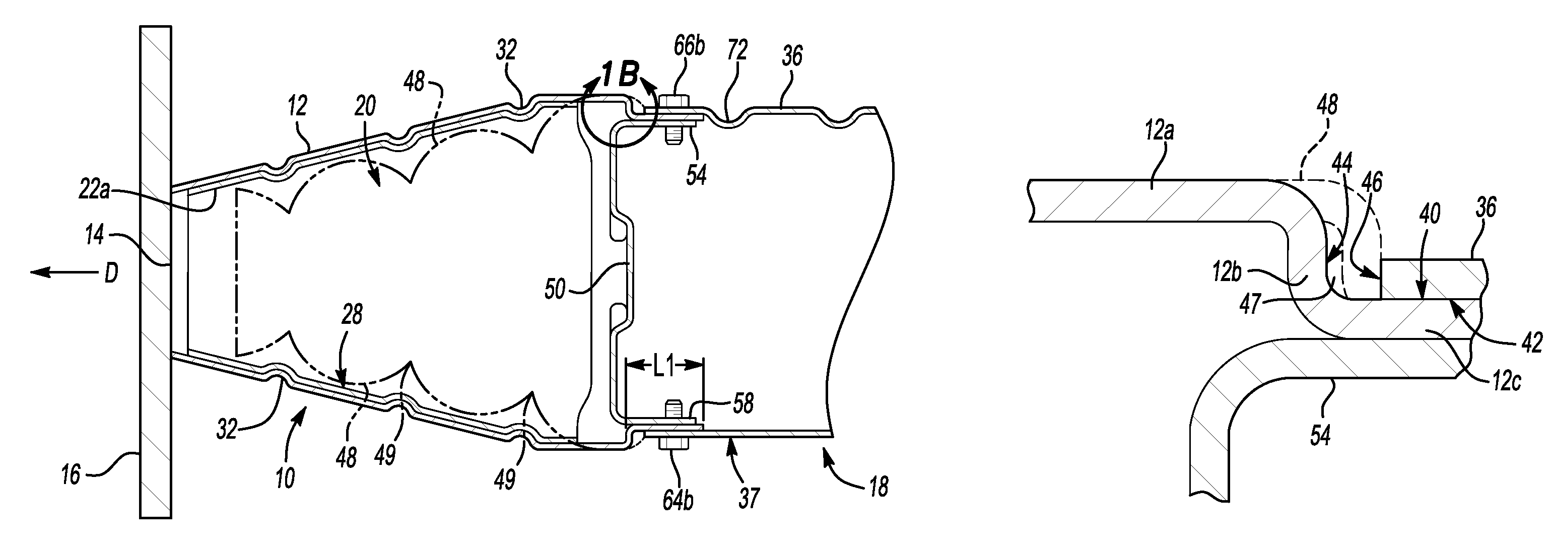 Efficient joint for vehicle energy-absorbing device