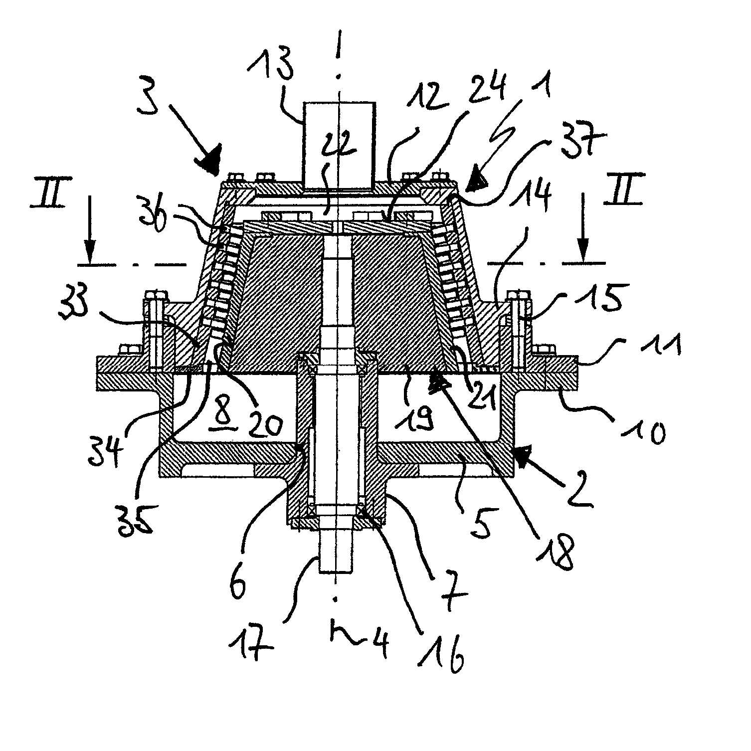 Device for comminuting input material