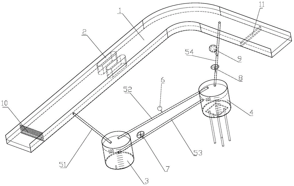 Measuring device and method for hydraulic model test of water-blocking buildings