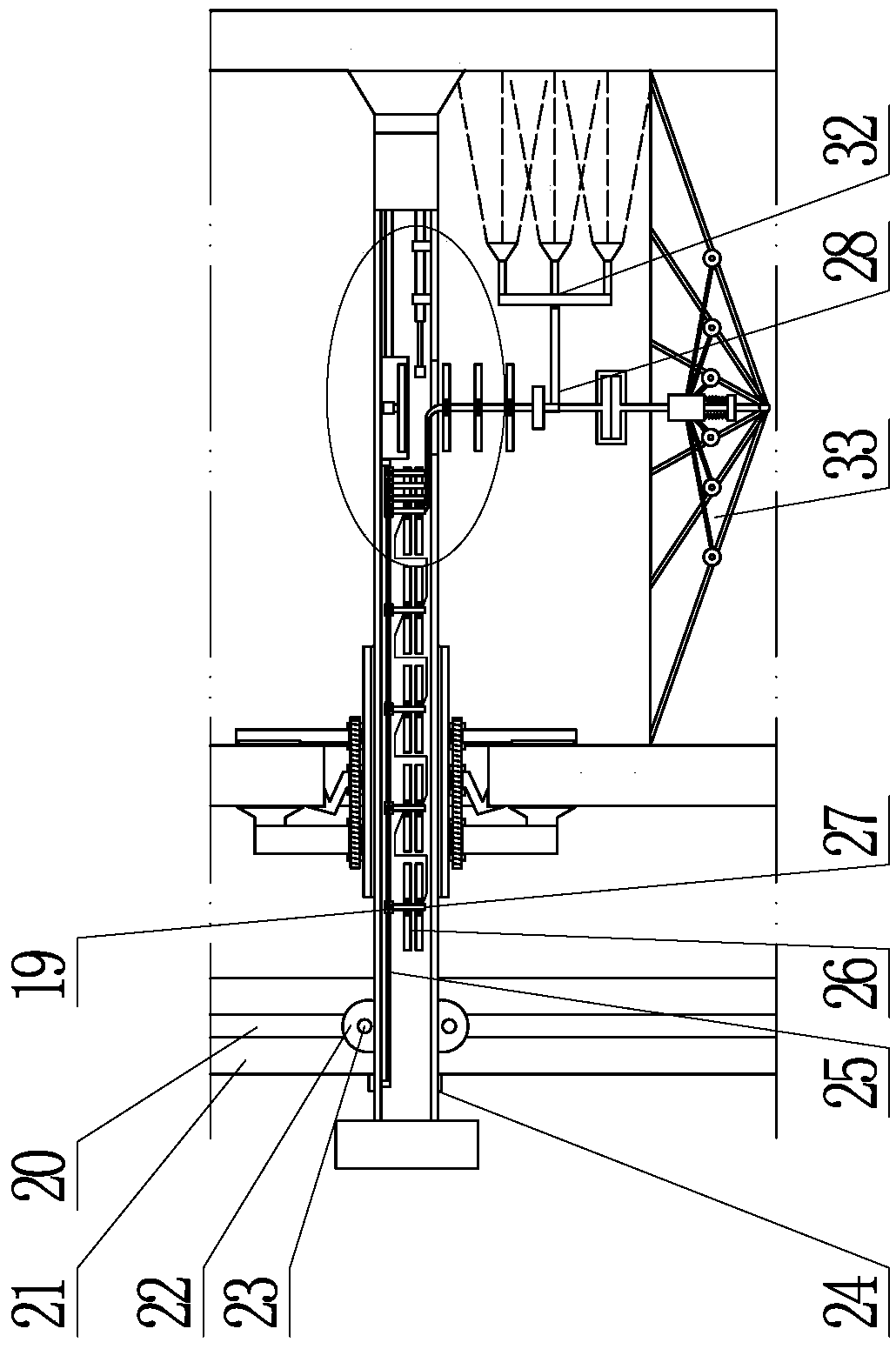 An anti-falling device suitable for refractory brick conveying and laying