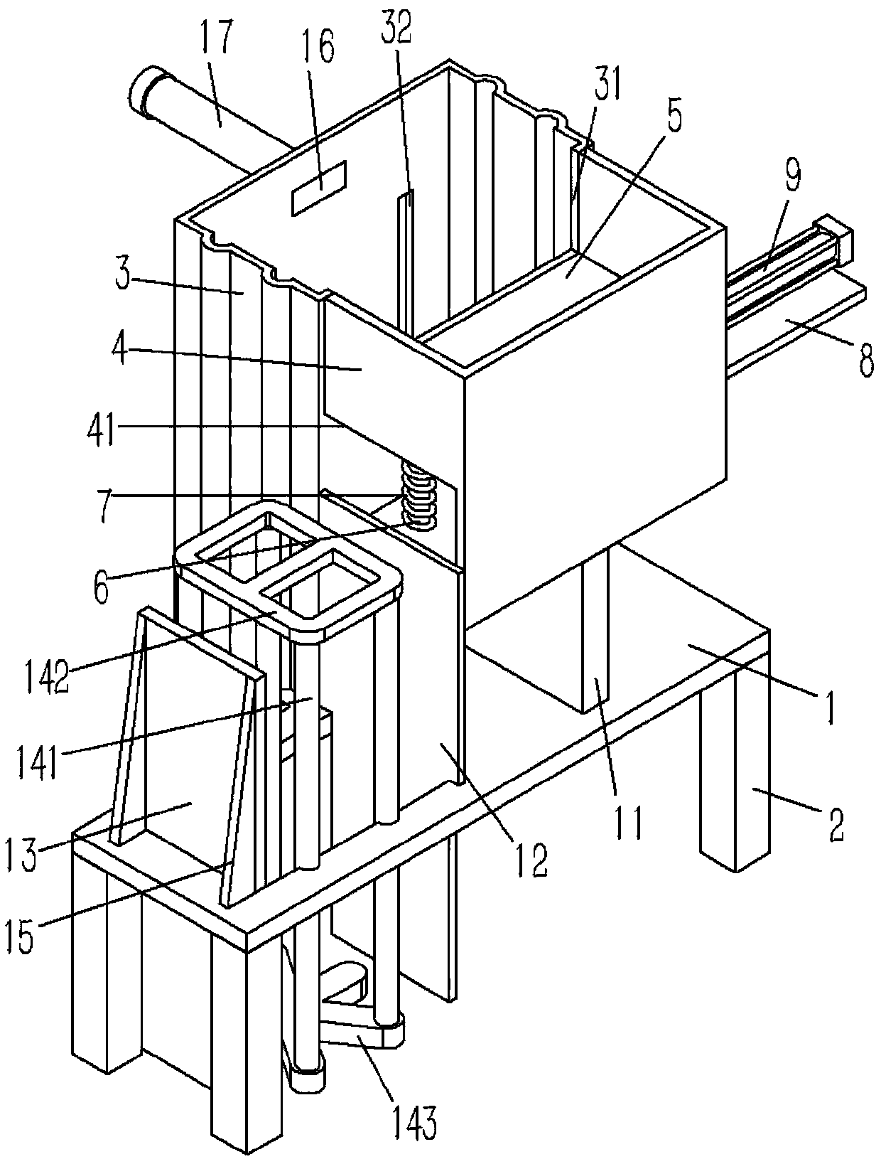 Recycling material box device for capacitor cut-off pins