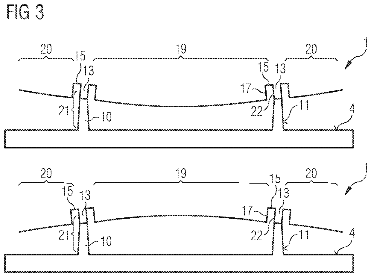 Membrane structure, transducer device and method of producing a membrane structure