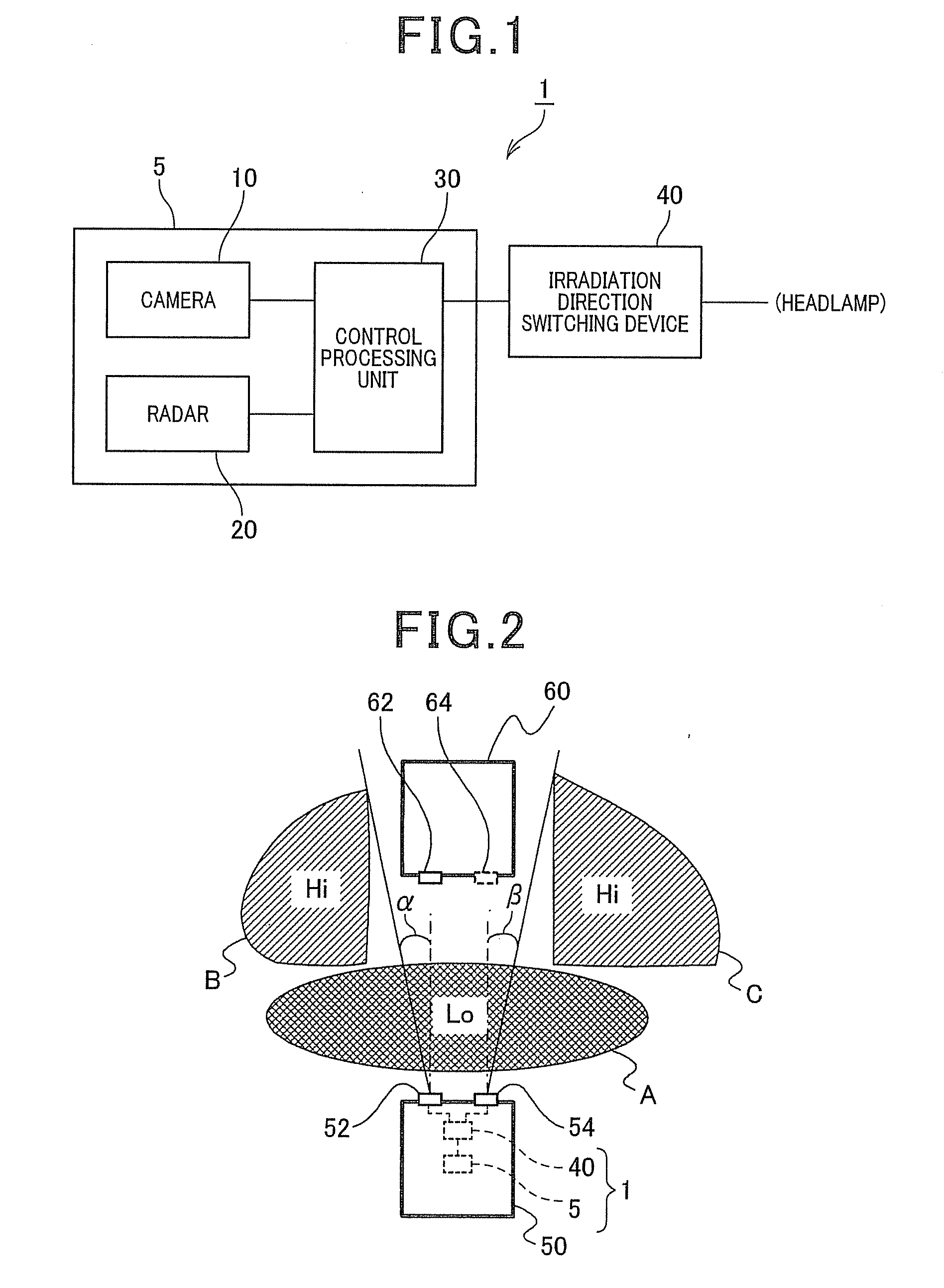 Headlamp light distribution control device